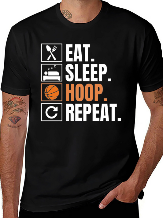 Eat Sleep Hoop Repeat - Basketball T-Shirt