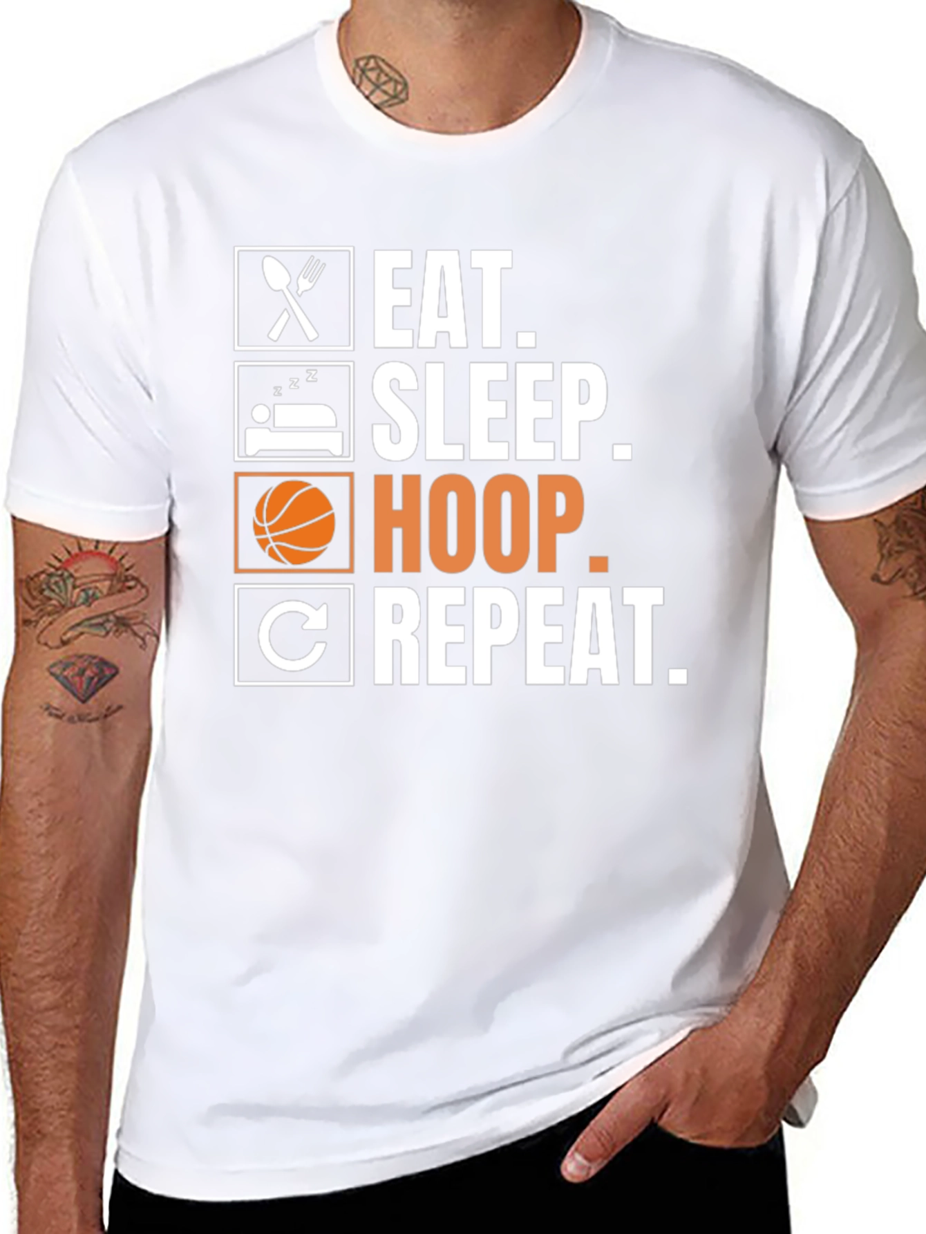Eat Sleep Hoop Repeat - Basketball T-Shirt