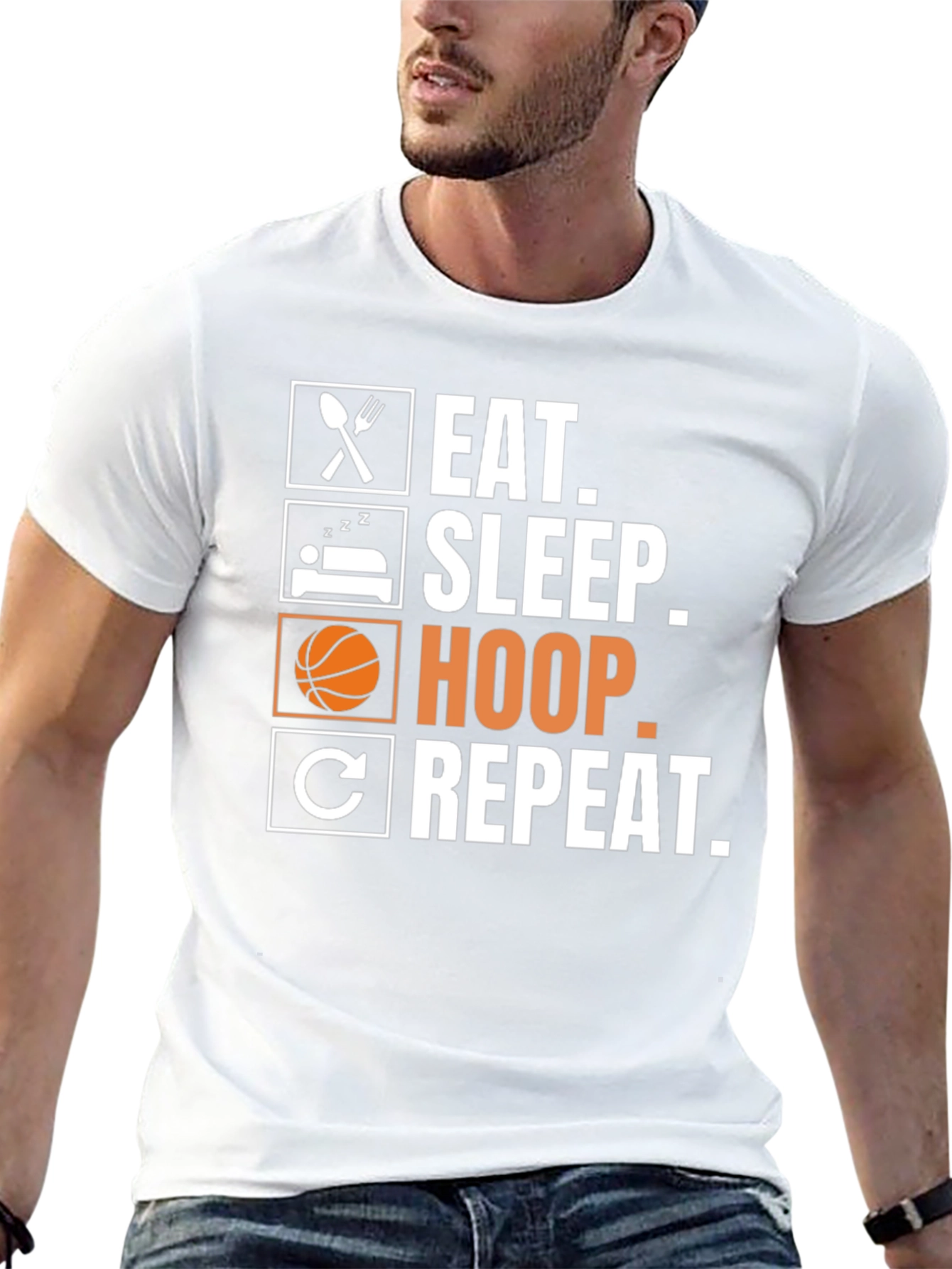 Eat Sleep Hoop Repeat - Basketball T-Shirt