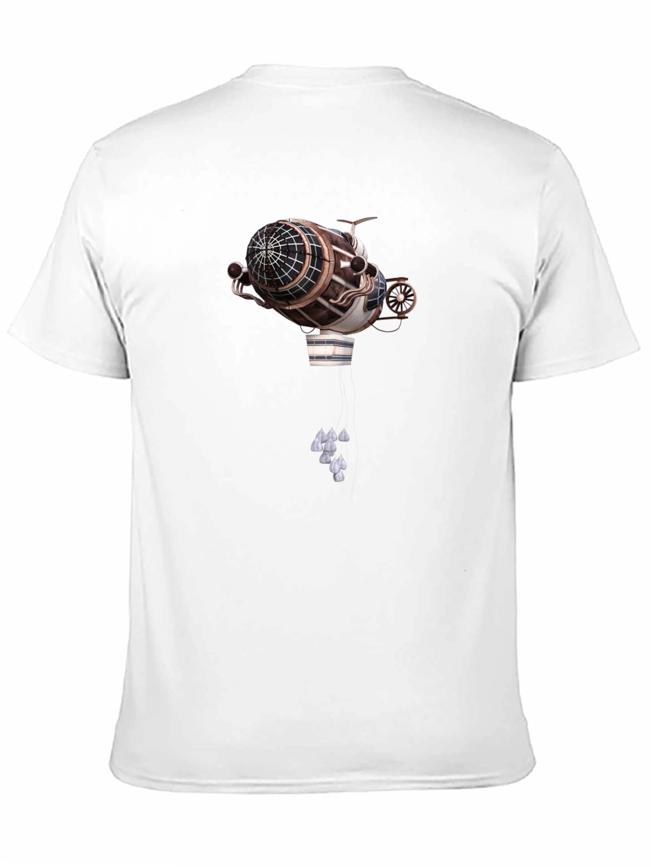 Steampunk Airship Graphic Tee - Black Cotton T-Shirt