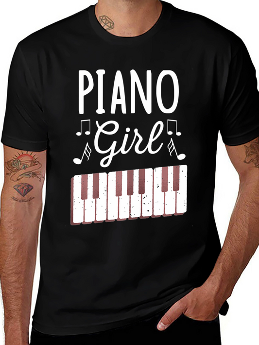 Piano Girl Graphic Tee - Music Lover Shirt