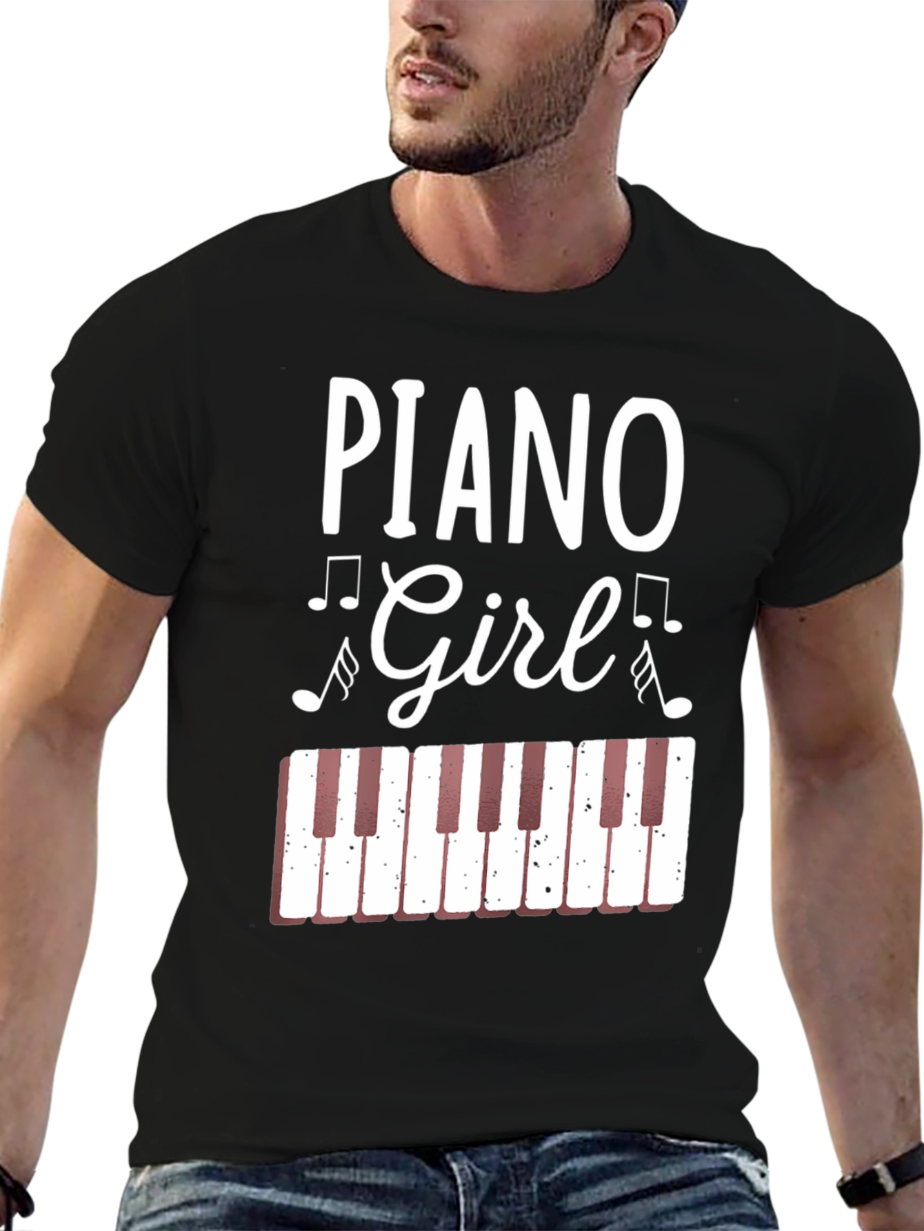 Piano Girl Graphic Tee - Music Lover Shirt