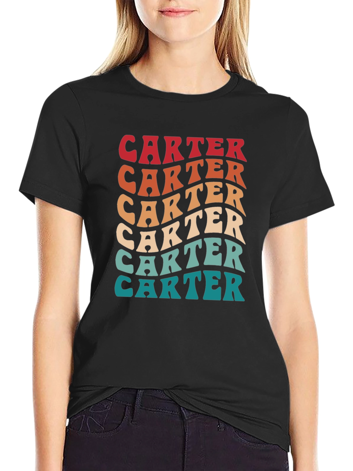 Retro Carter T-Shirt - Wavy Text Design