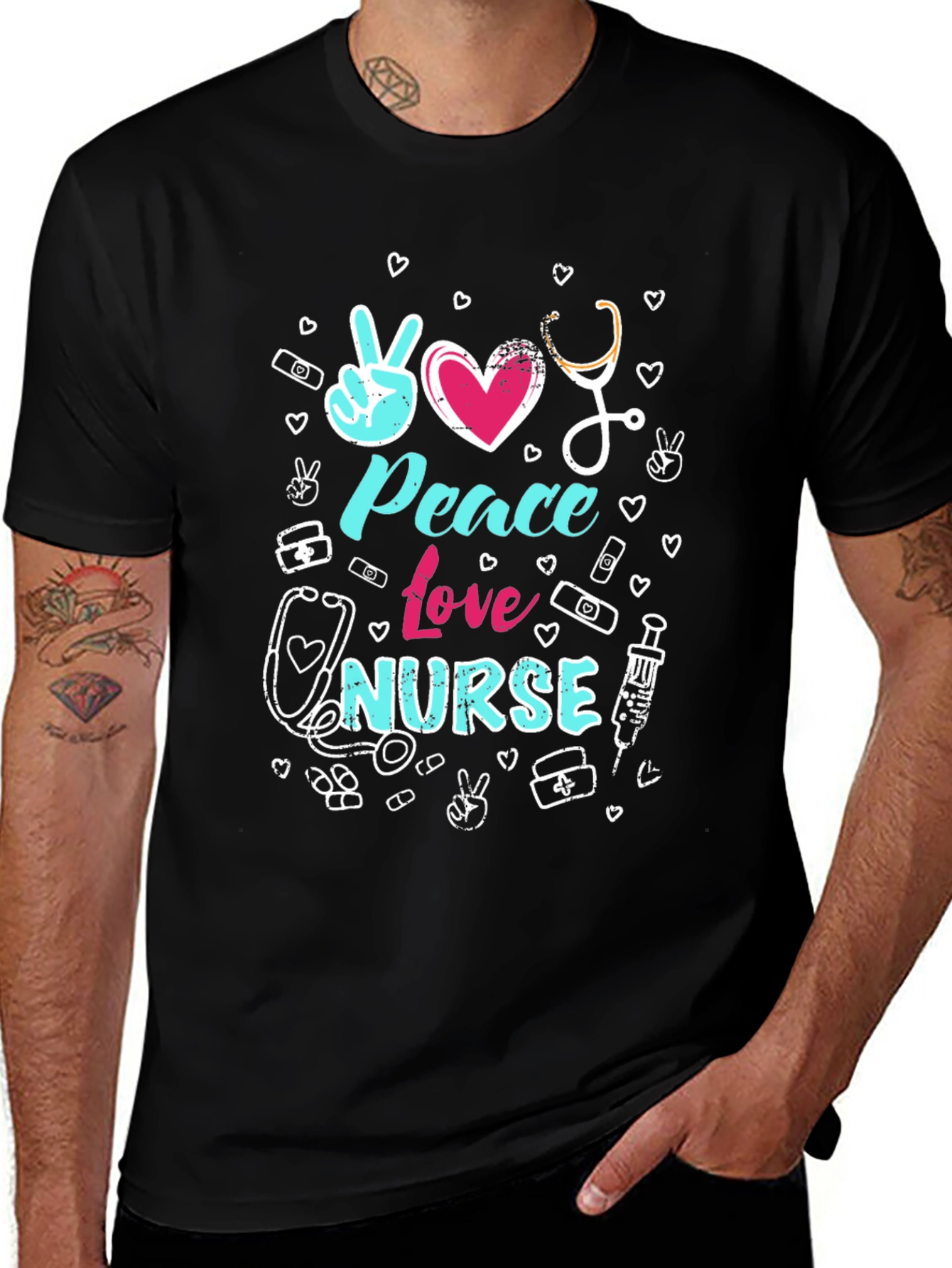 Peace Love Nurse Graphic T-Shirt