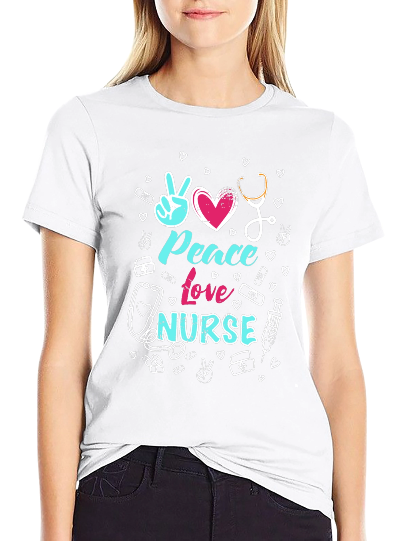 Peace Love Nurse Graphic T-Shirt