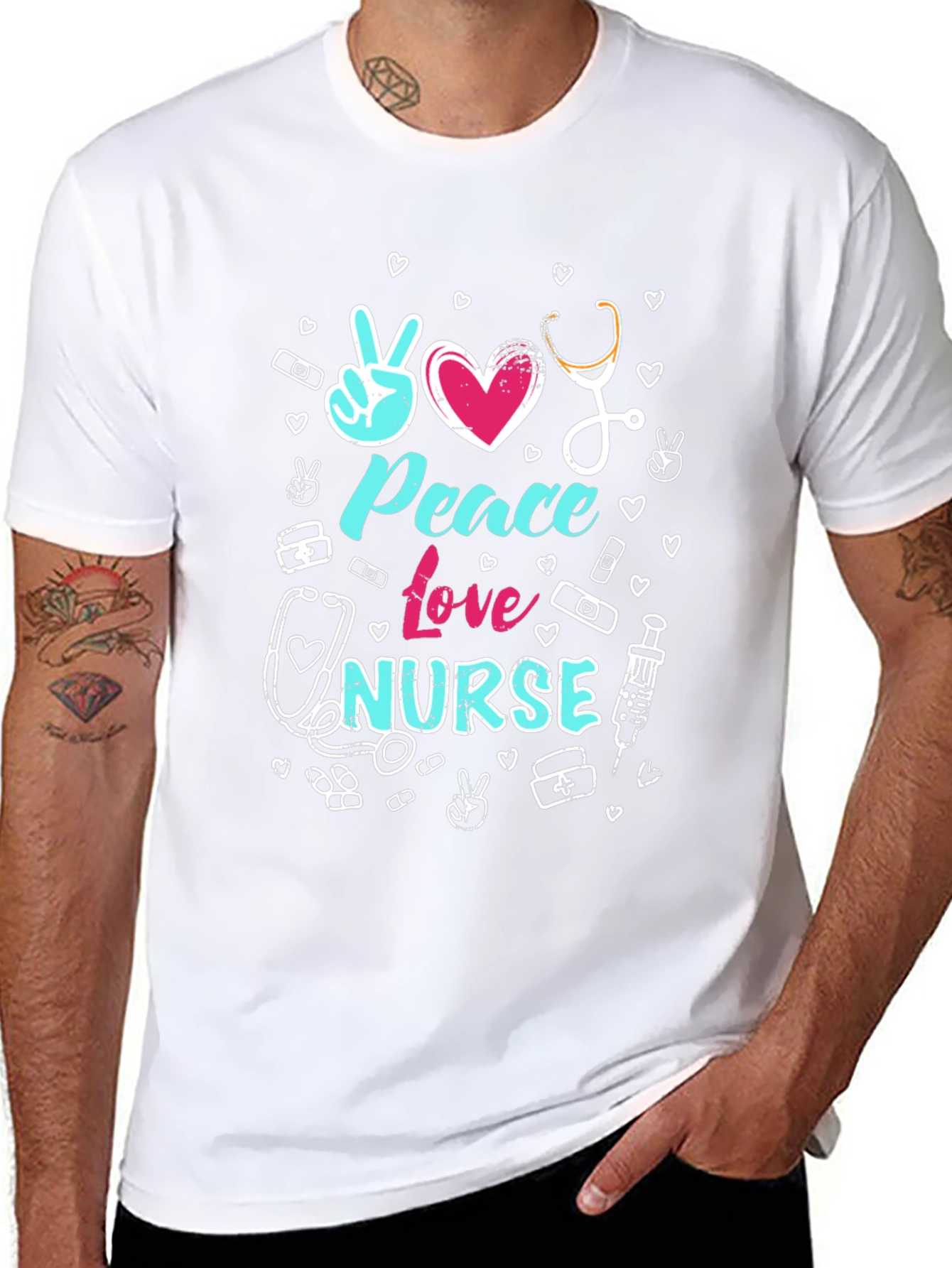 Peace Love Nurse Graphic T-Shirt