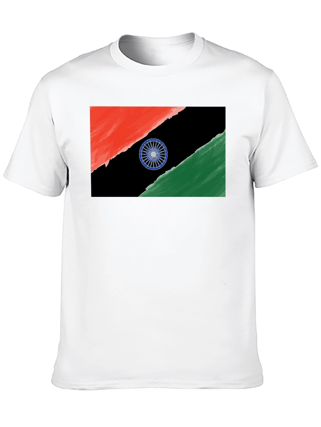 India Flag Graphic Tee - Black Cotton T-Shirt
