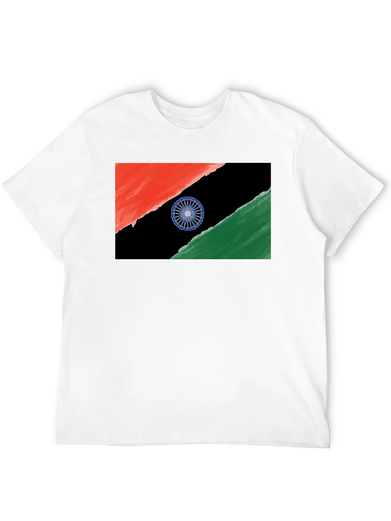 India Flag Graphic Tee - Black Cotton T-Shirt