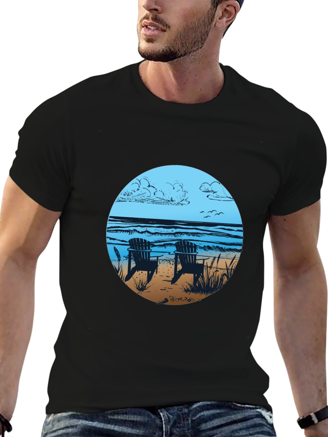 Beach Chairs Graphic Tee - Relaxed Coastal Vibes
