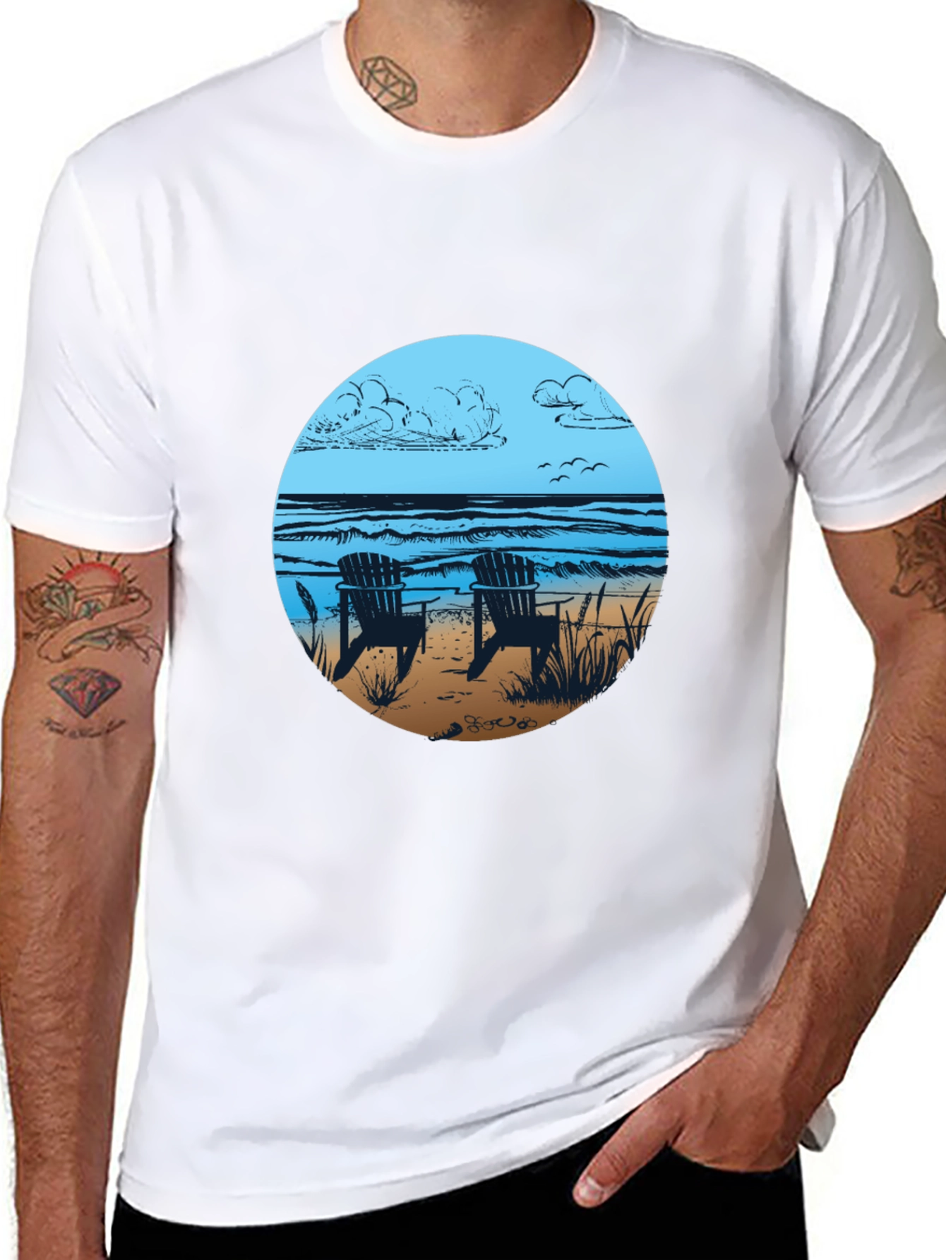 Beach Chairs Graphic Tee - Relaxed Coastal Vibes