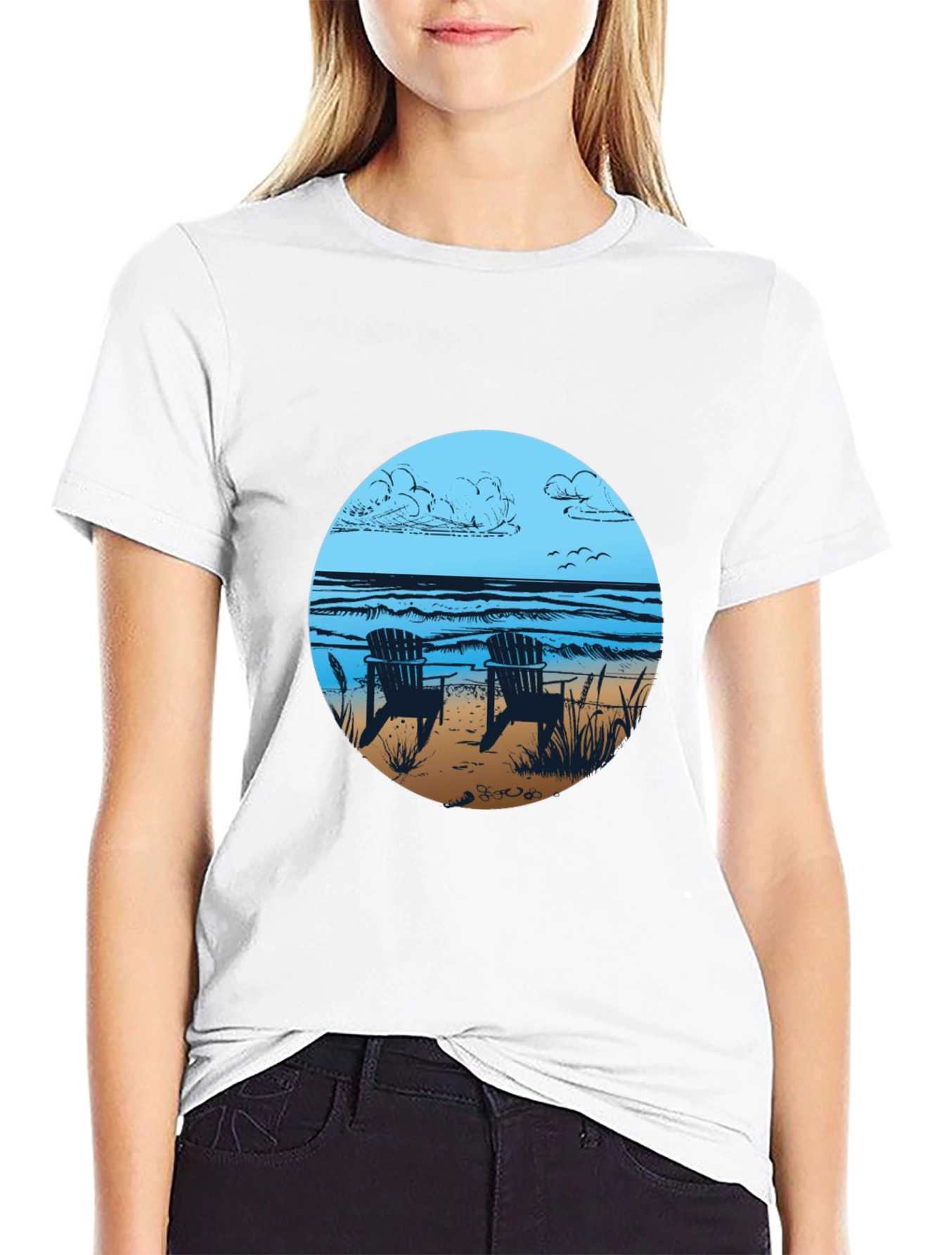 Beach Chairs Graphic Tee - Relaxed Coastal Vibes