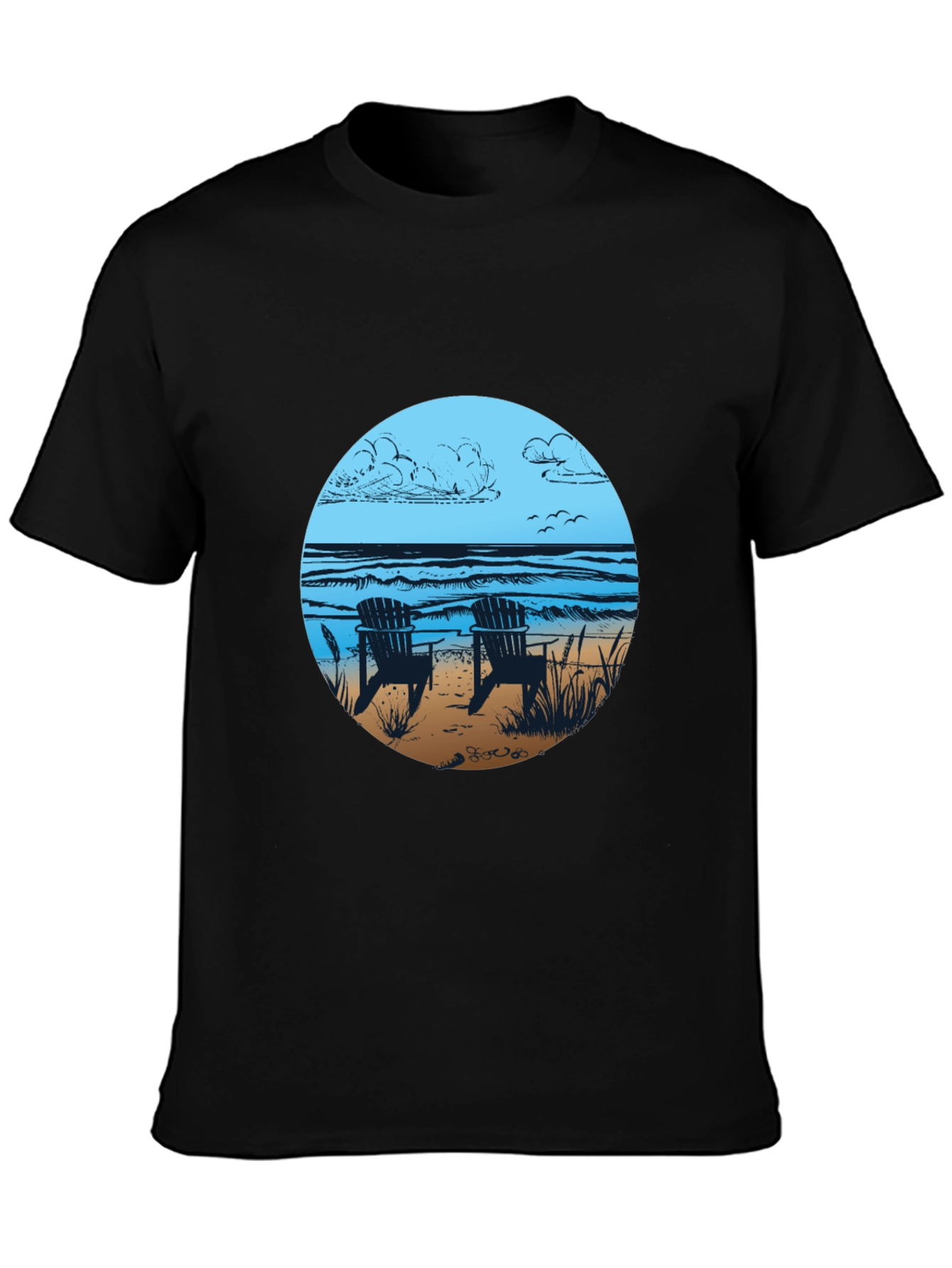 Beach Chairs Graphic Tee - Relaxed Coastal Vibes