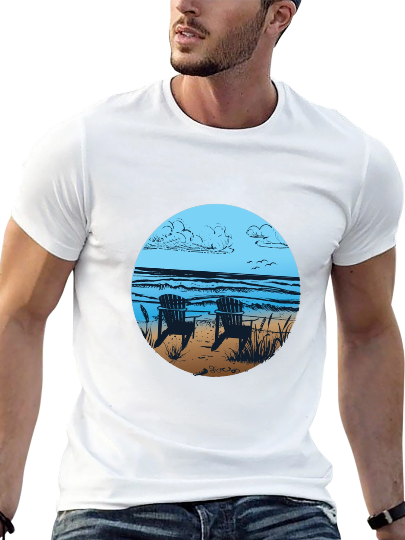 Beach Chairs Graphic Tee - Relaxed Coastal Vibes