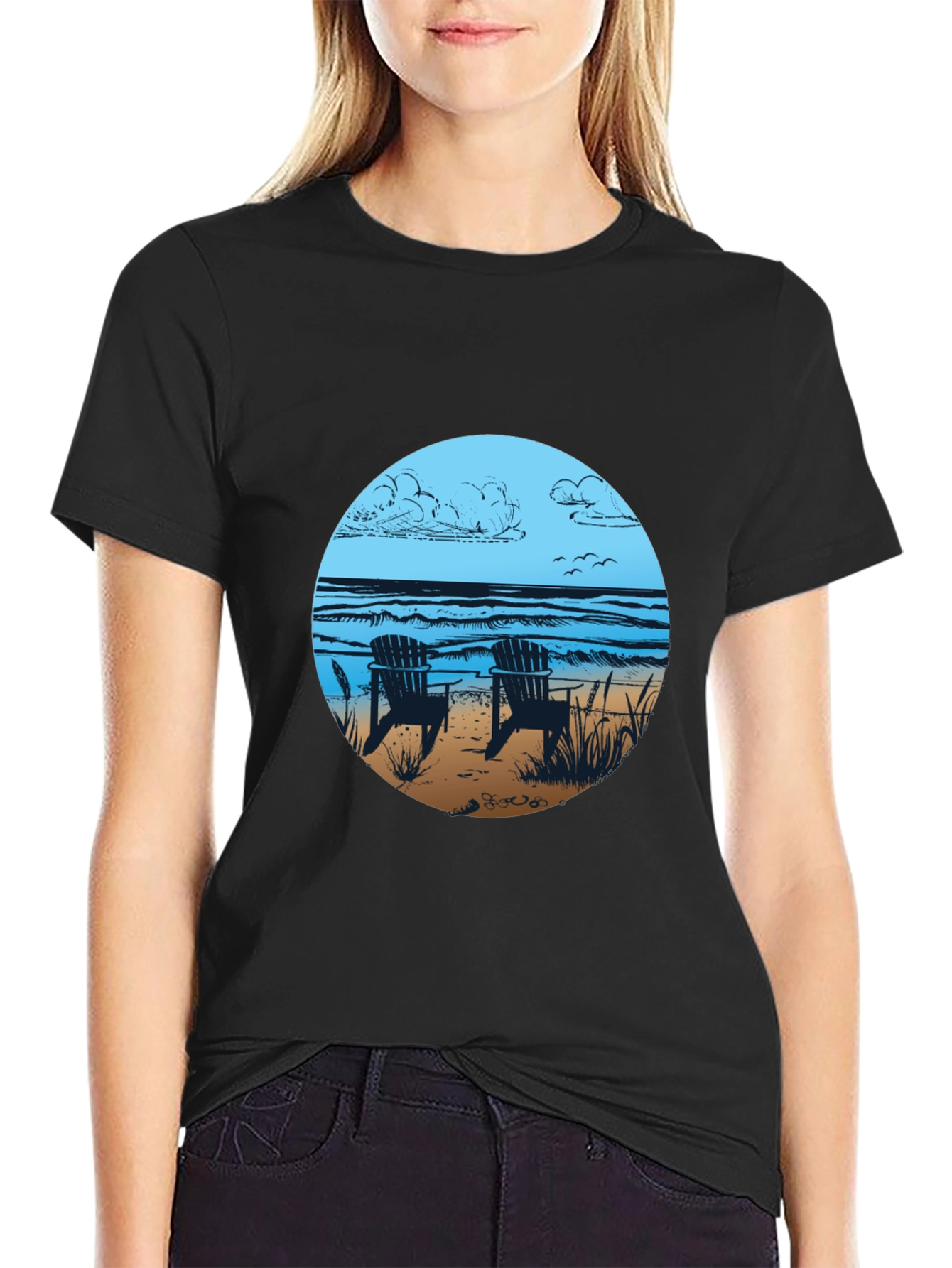 Beach Chairs Graphic Tee - Relaxed Coastal Vibes