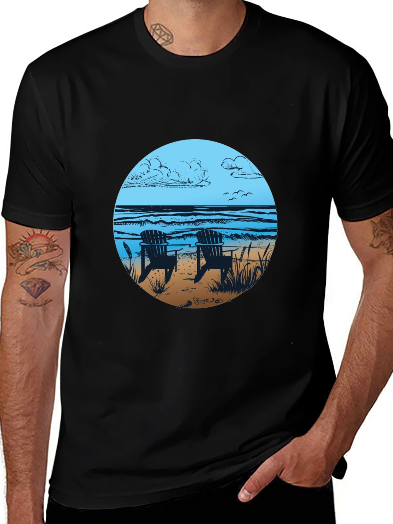 Beach Chairs Graphic Tee - Relaxed Coastal Vibes
