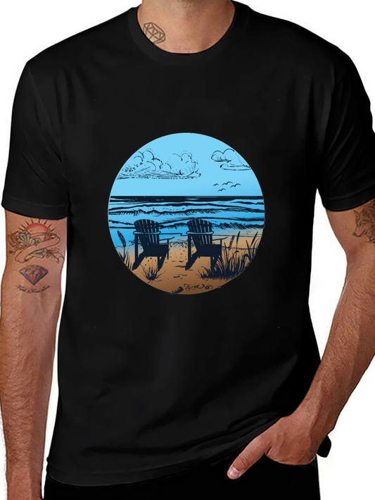 Beach Chairs Graphic Tee - Relaxed Coastal Vibes