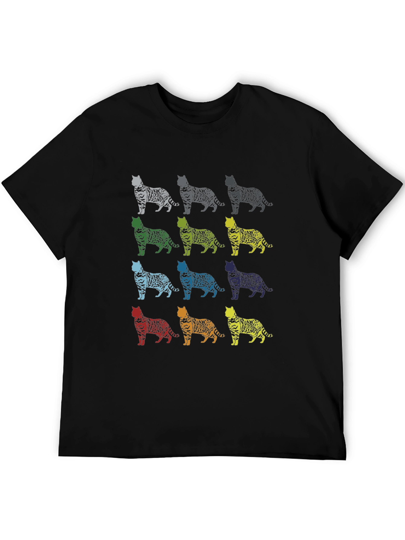 Colorful Cat Pattern T-Shirt