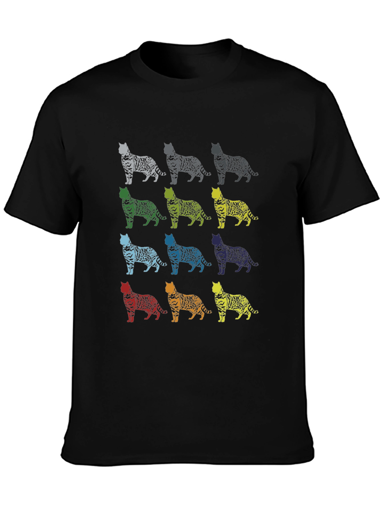 Colorful Cat Pattern T-Shirt