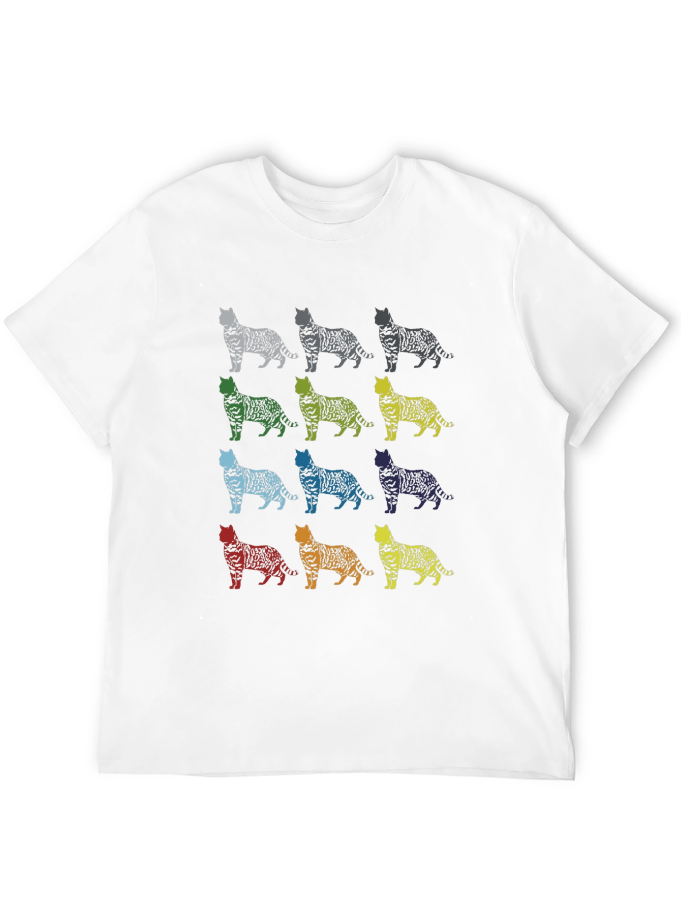 Colorful Cat Pattern T-Shirt