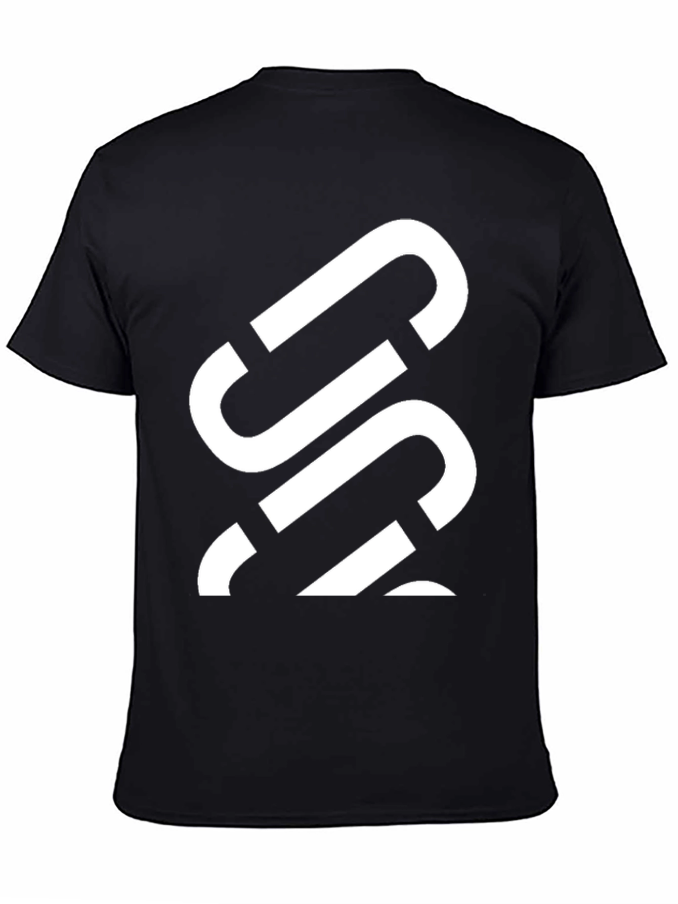 Mens Black Graphic Tee - Abstract White Design