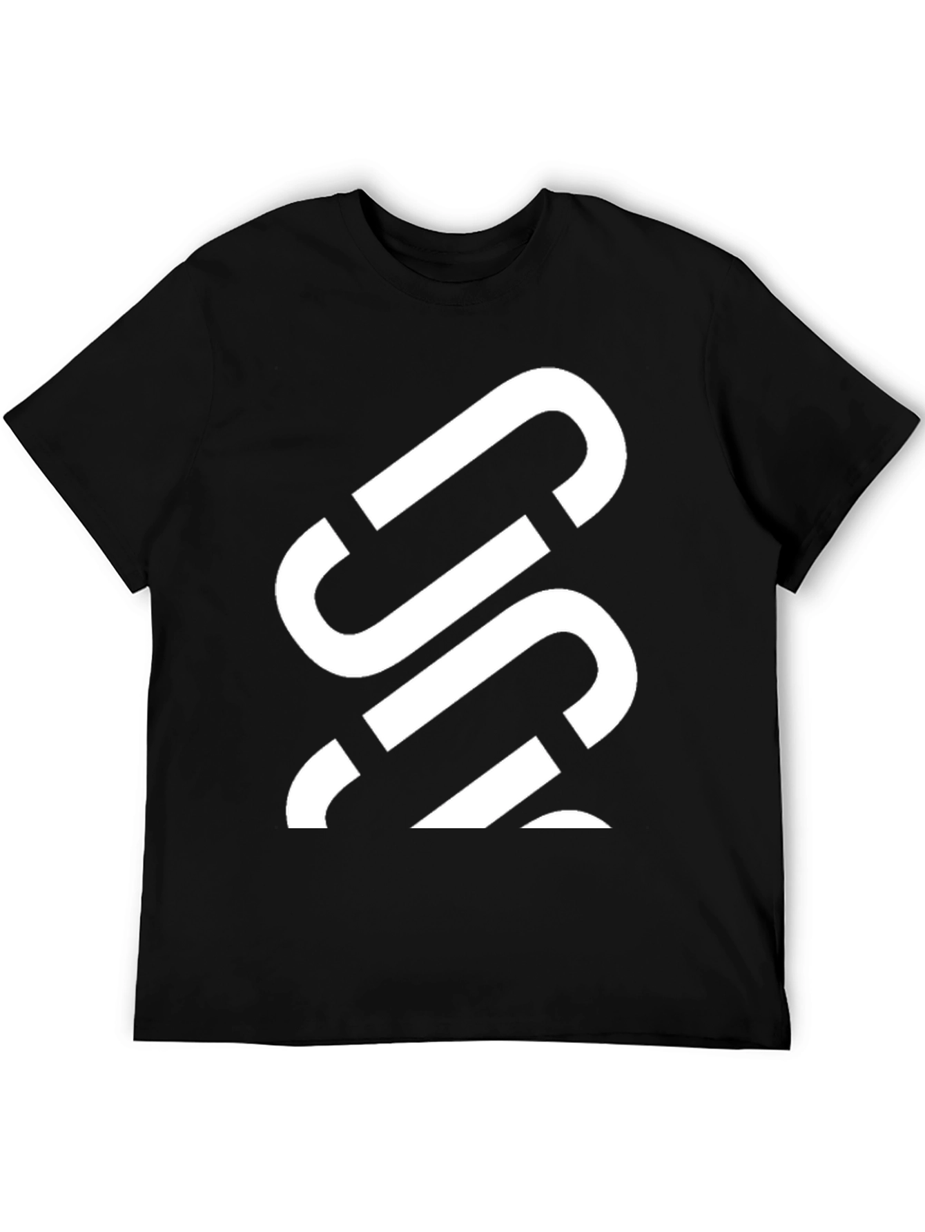 Mens Black Graphic Tee - Abstract White Design