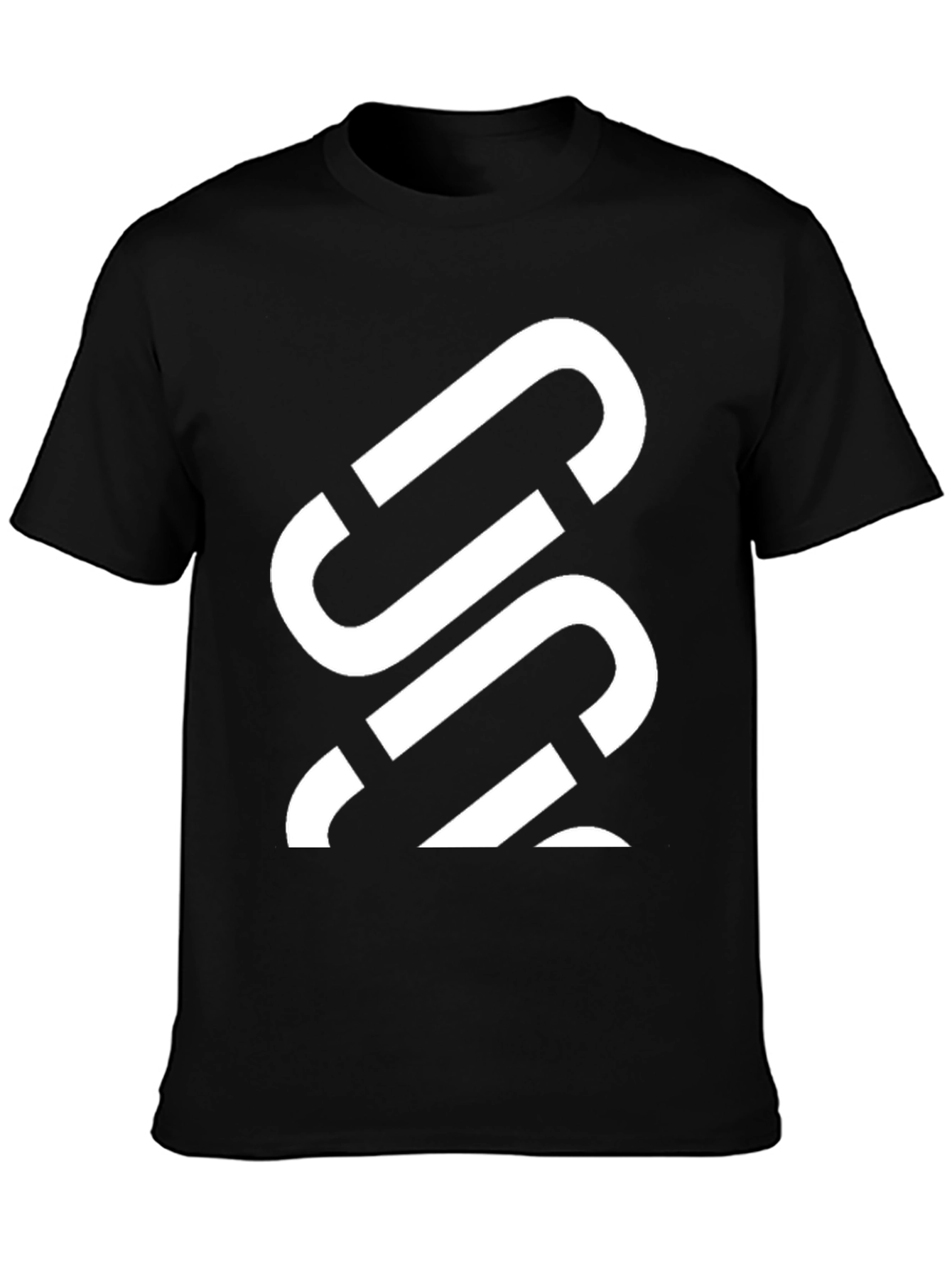 Mens Black Graphic Tee - Abstract White Design