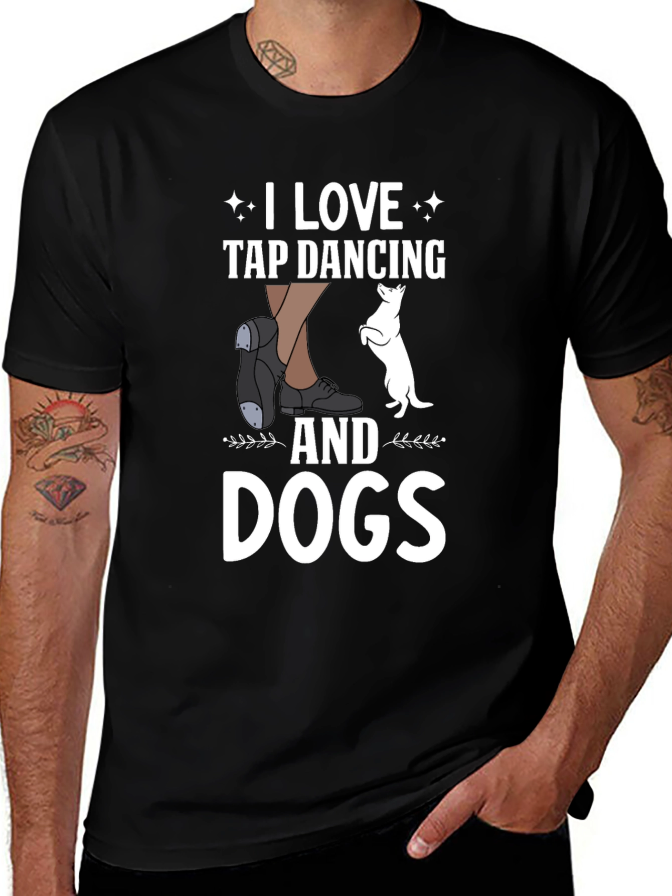 I Love Tap Dancing and Dogs Black T-Shirt