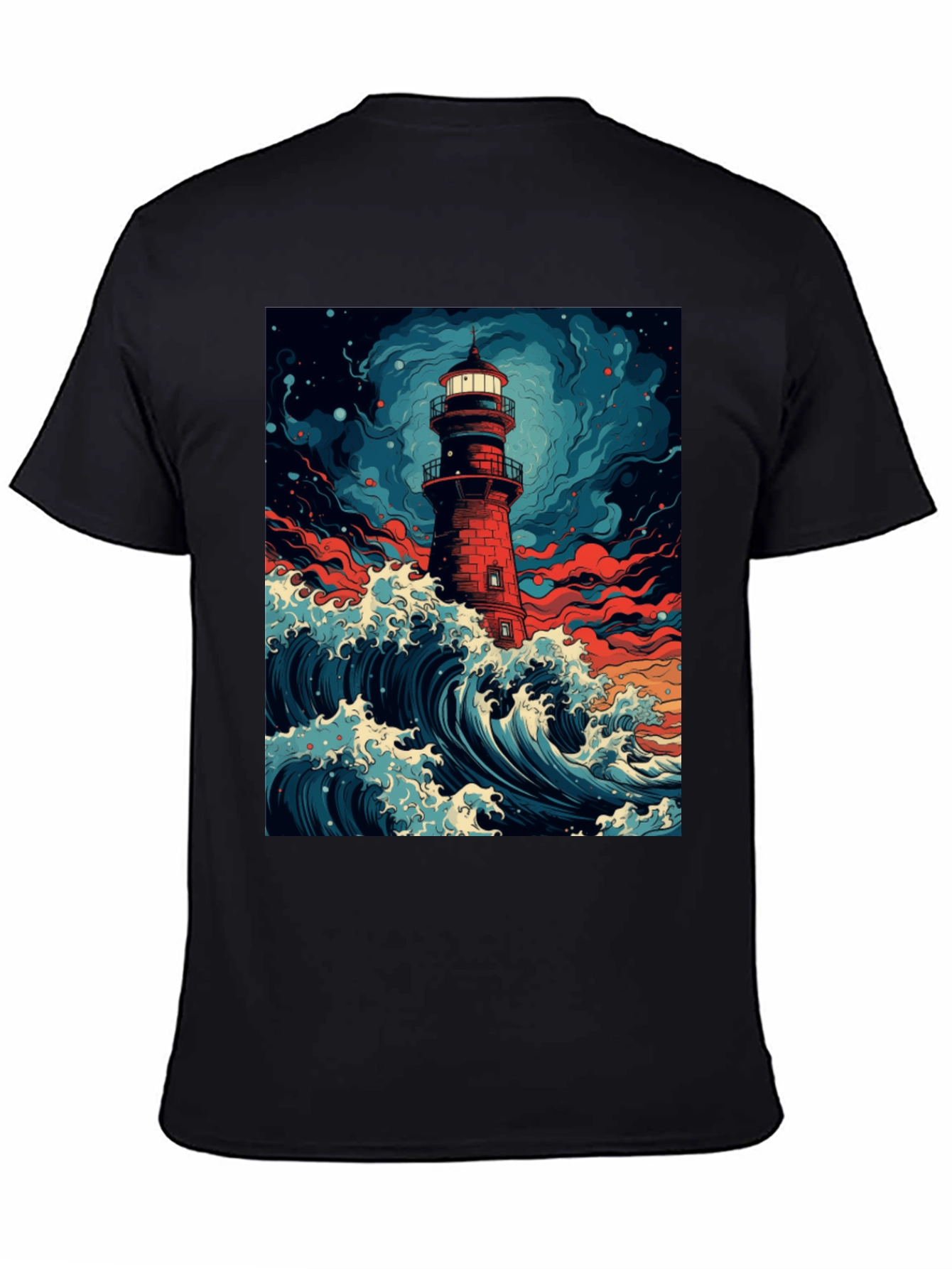 Lighthouse Wave Graphic Tee - Coastal Style