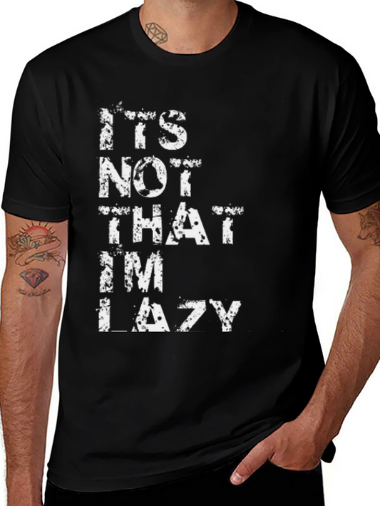 Funny Lazy Graphic Tee - Black Cotton T-Shirt