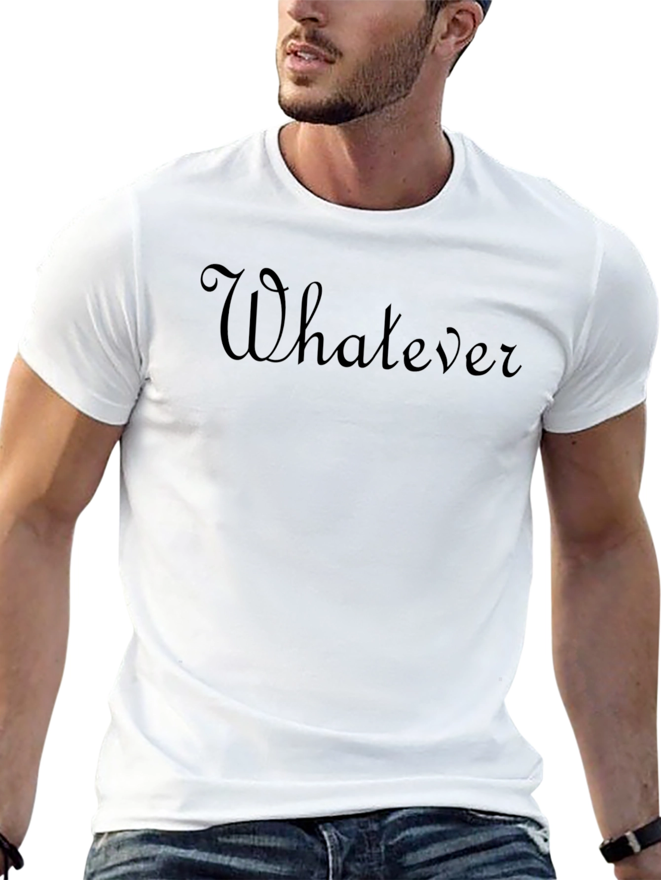 Whatever Mens Black T-Shirt Casual Cotton Top