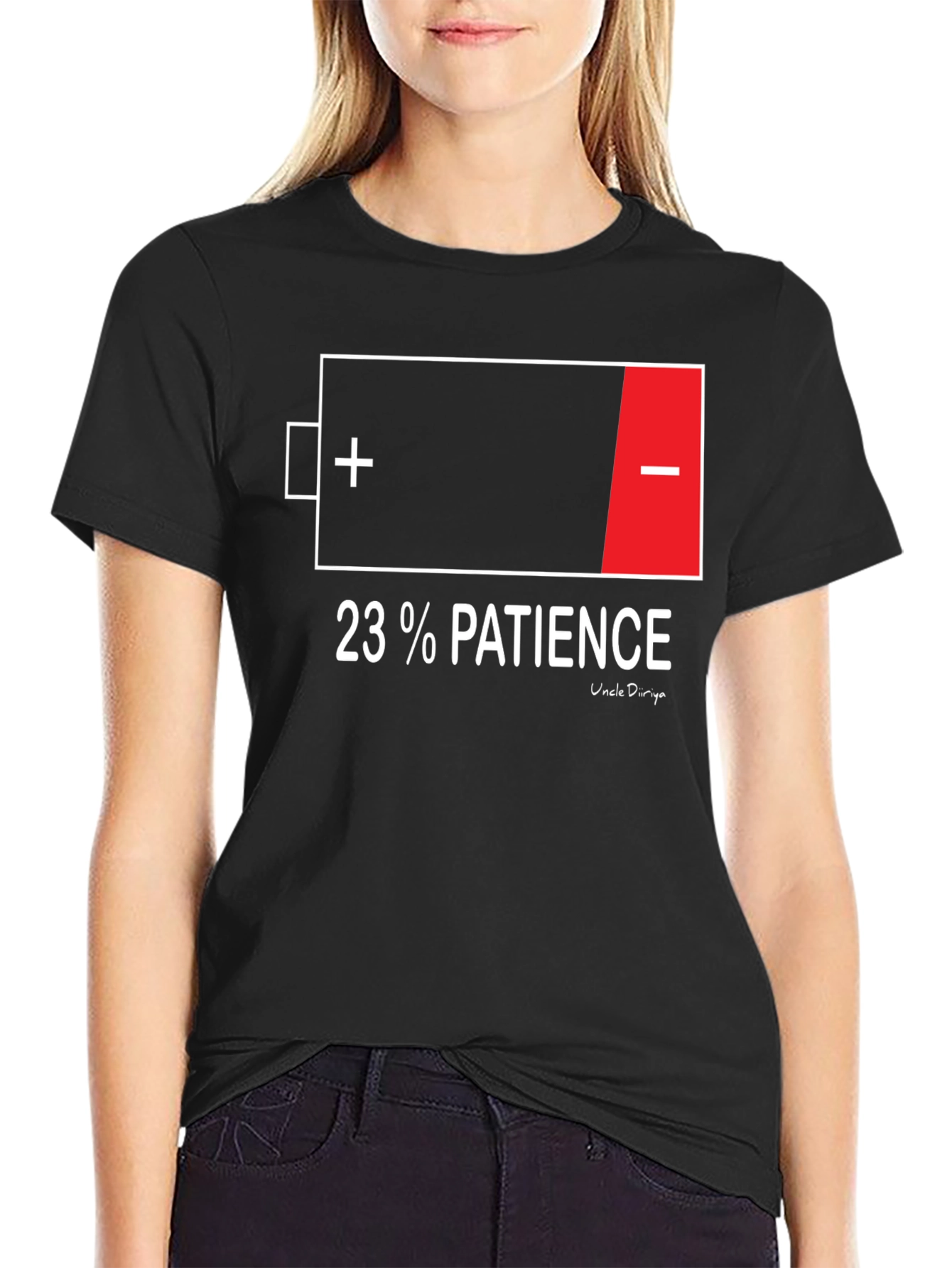 23% Patience Funny Graphic T-Shirt - Black
