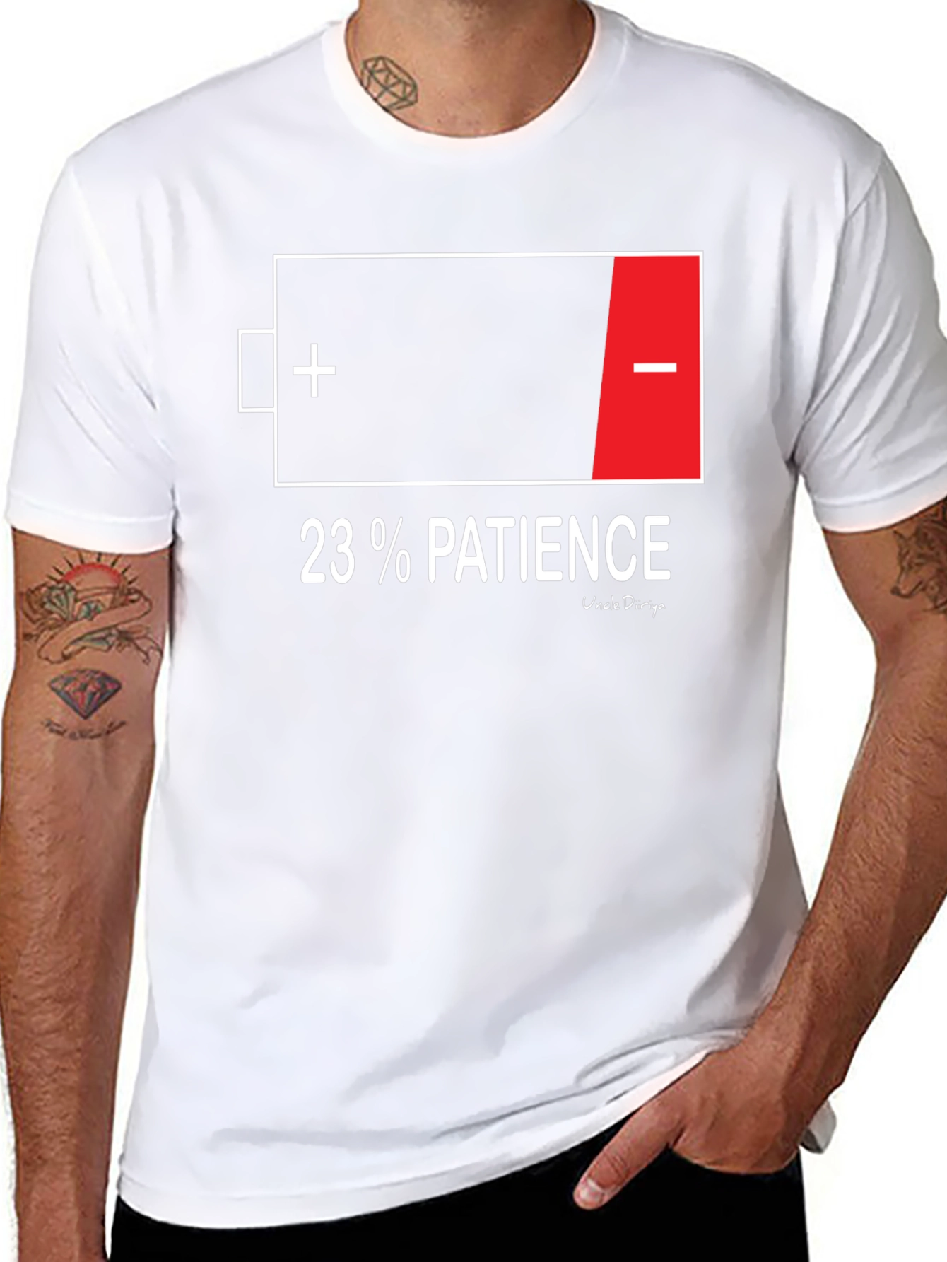 23% Patience Funny Graphic T-Shirt - Black
