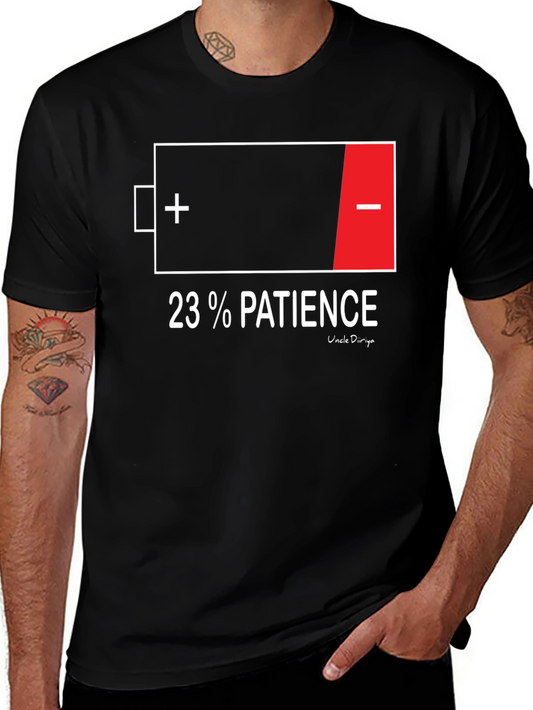 23% Patience Funny Graphic T-Shirt - Black