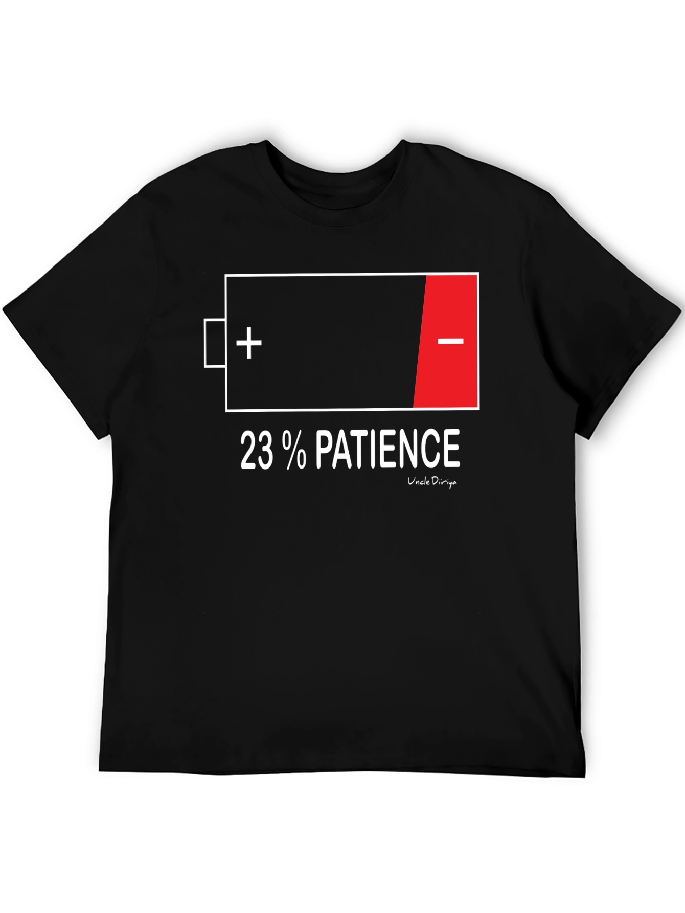 23% Patience Funny Graphic T-Shirt - Black