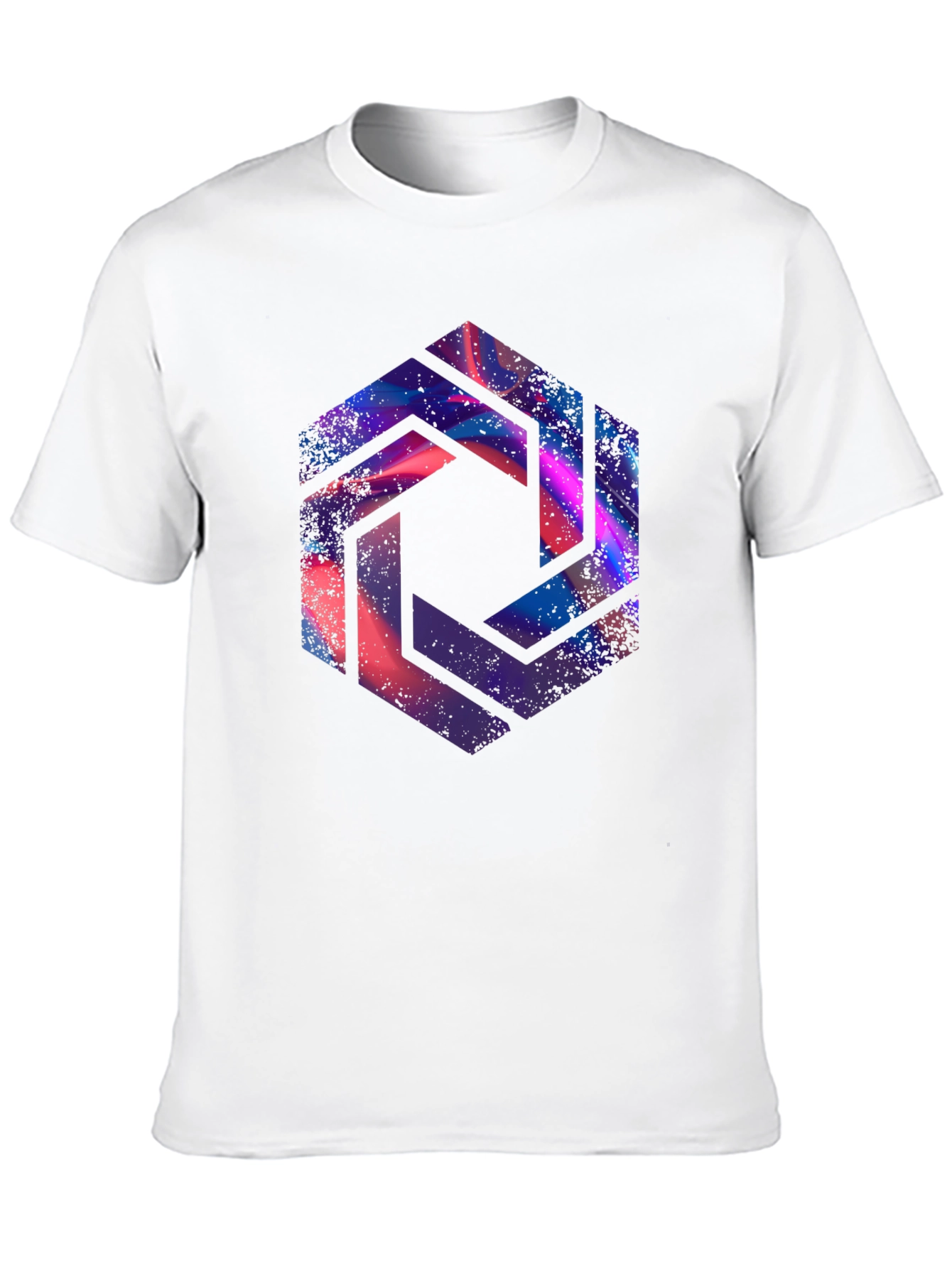 Abstract Hexagon Graphic Black T-Shirt