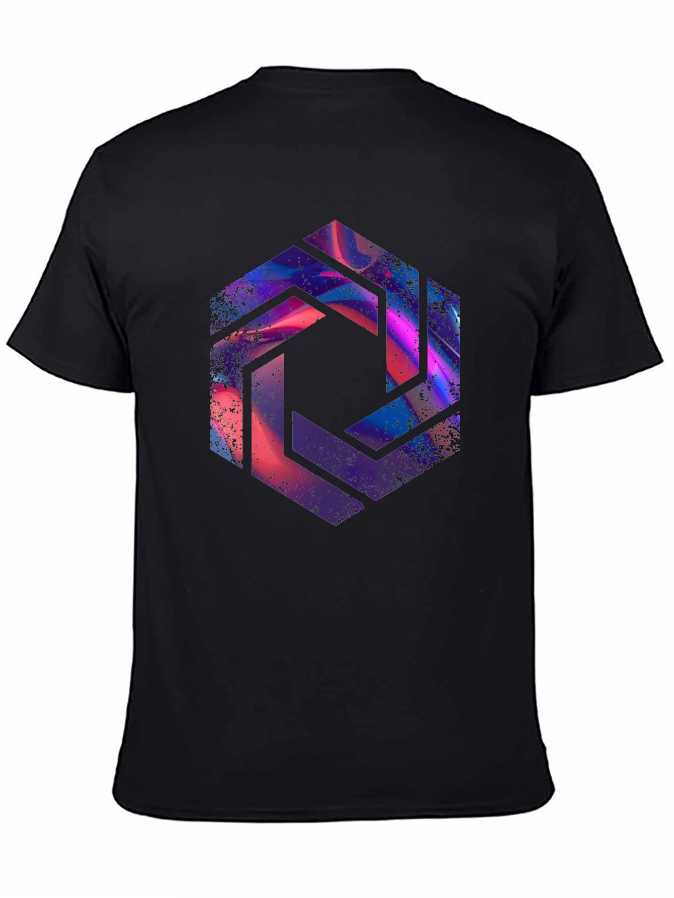 Abstract Hexagon Graphic Black T-Shirt