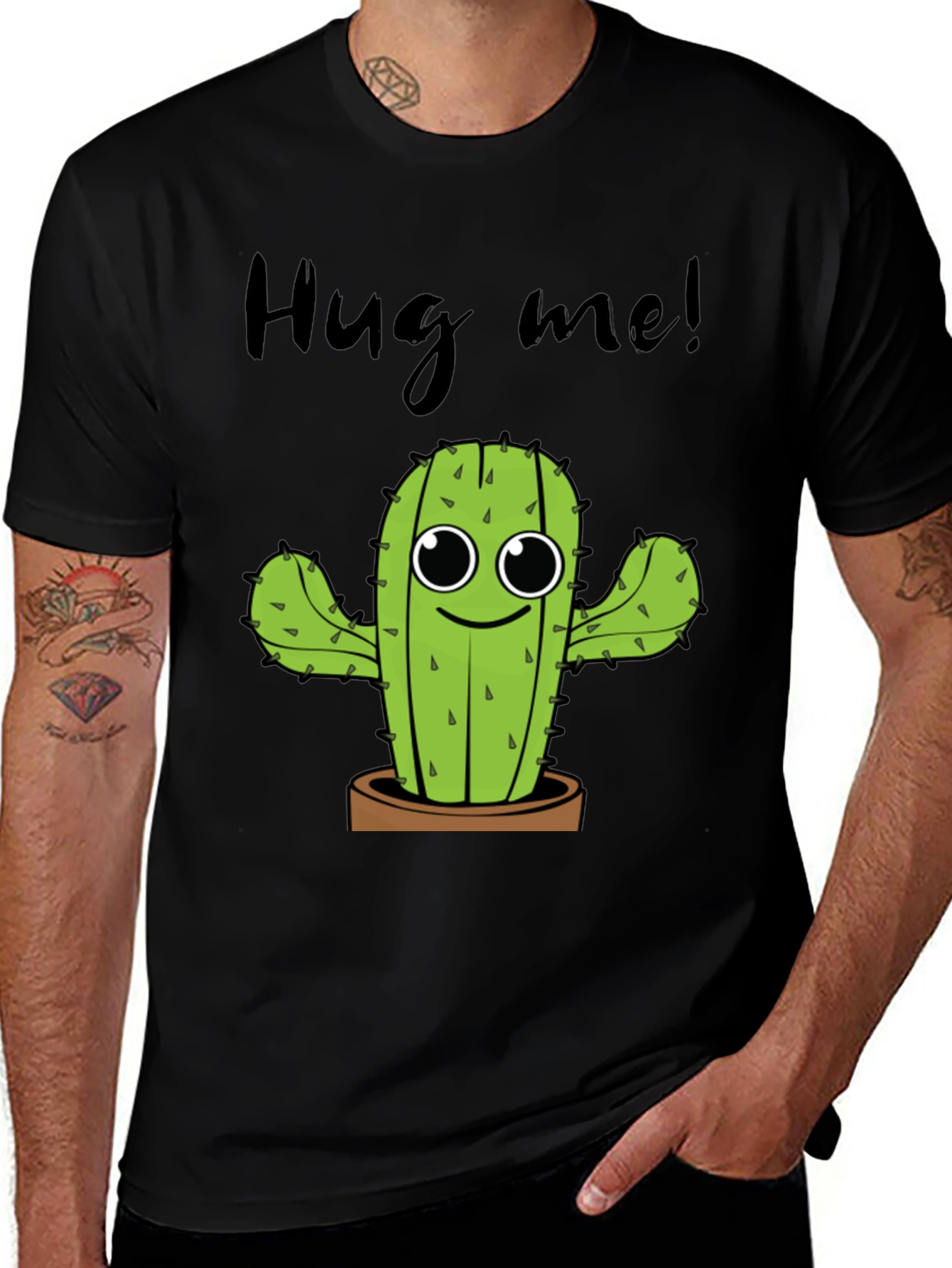 Hug Me Cactus Graphic Tee - Unisex Cotton T-Shirt