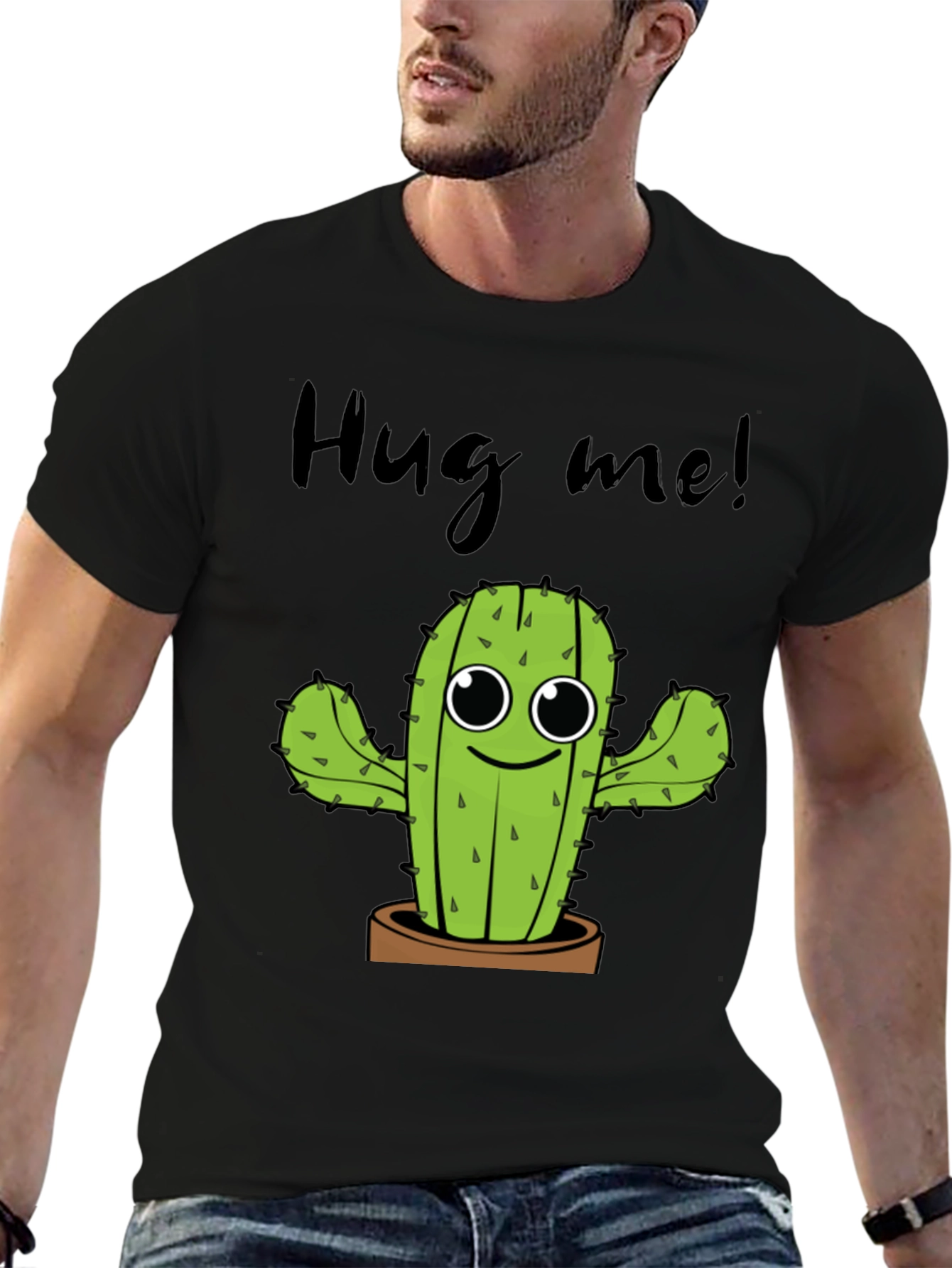Hug Me Cactus Graphic Tee - Unisex Cotton T-Shirt