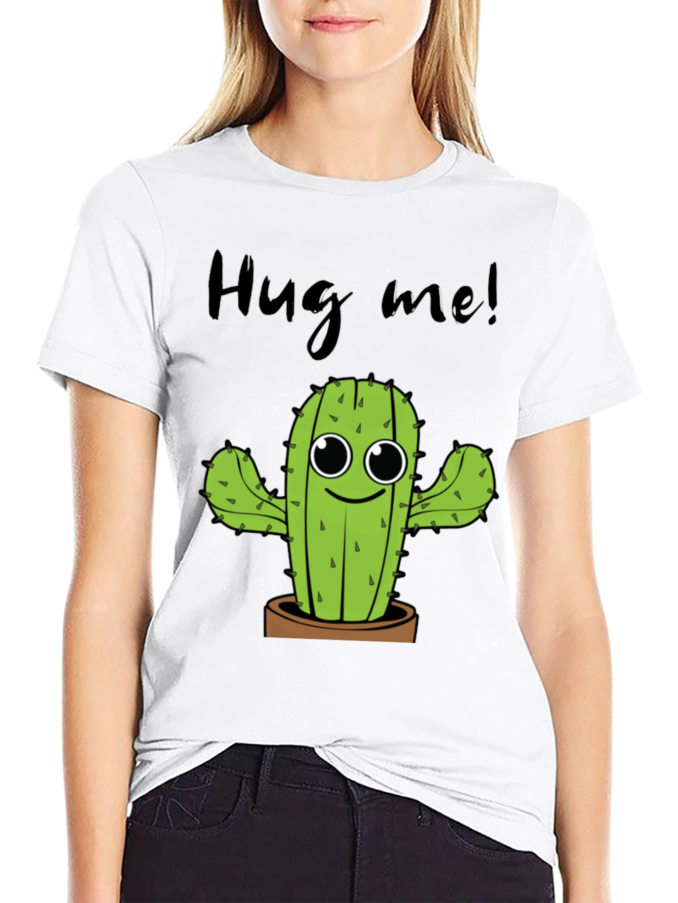 Hug Me Cactus Graphic Tee - Unisex Cotton T-Shirt