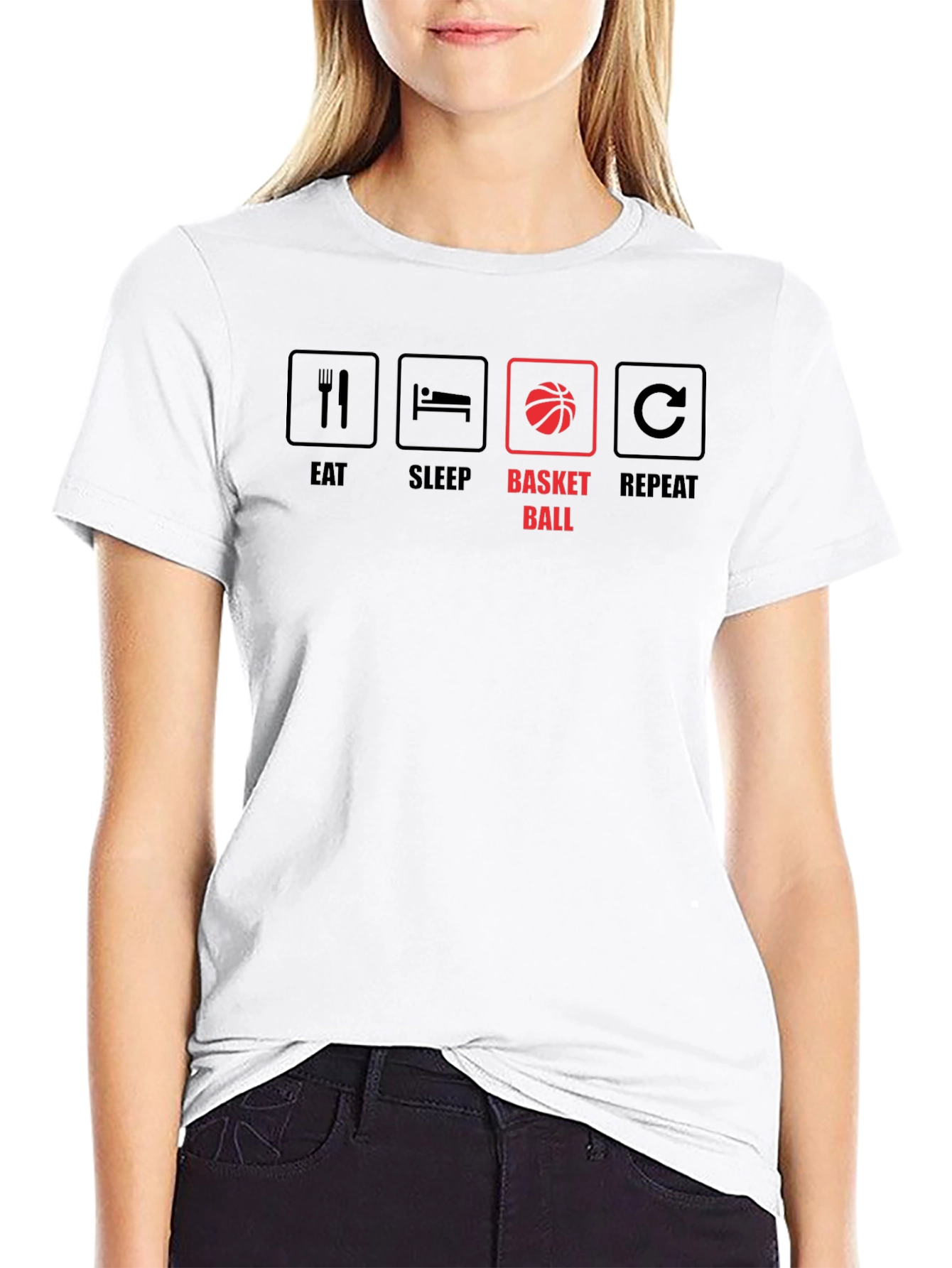 Eat Sleep Basketball Repeat Black T-Shirt