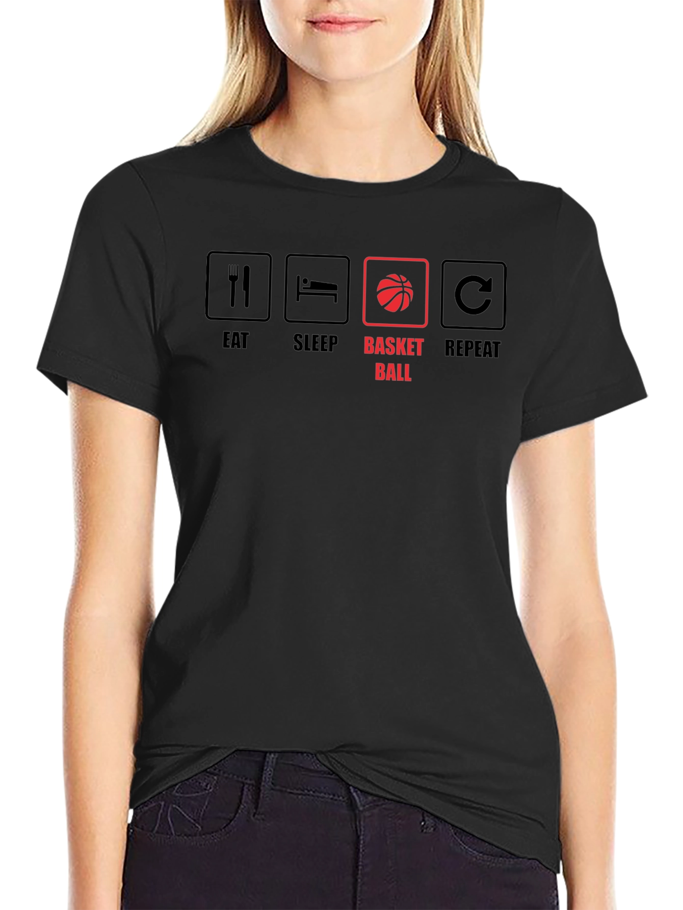 Eat Sleep Basketball Repeat Black T-Shirt