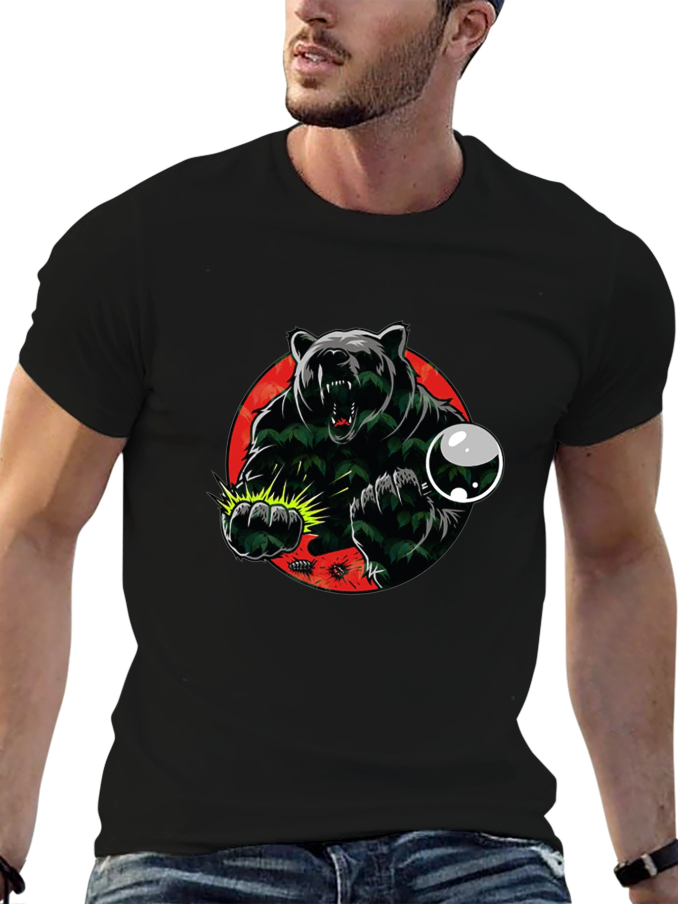 Mens Graphic Tee - Bear Attack Design