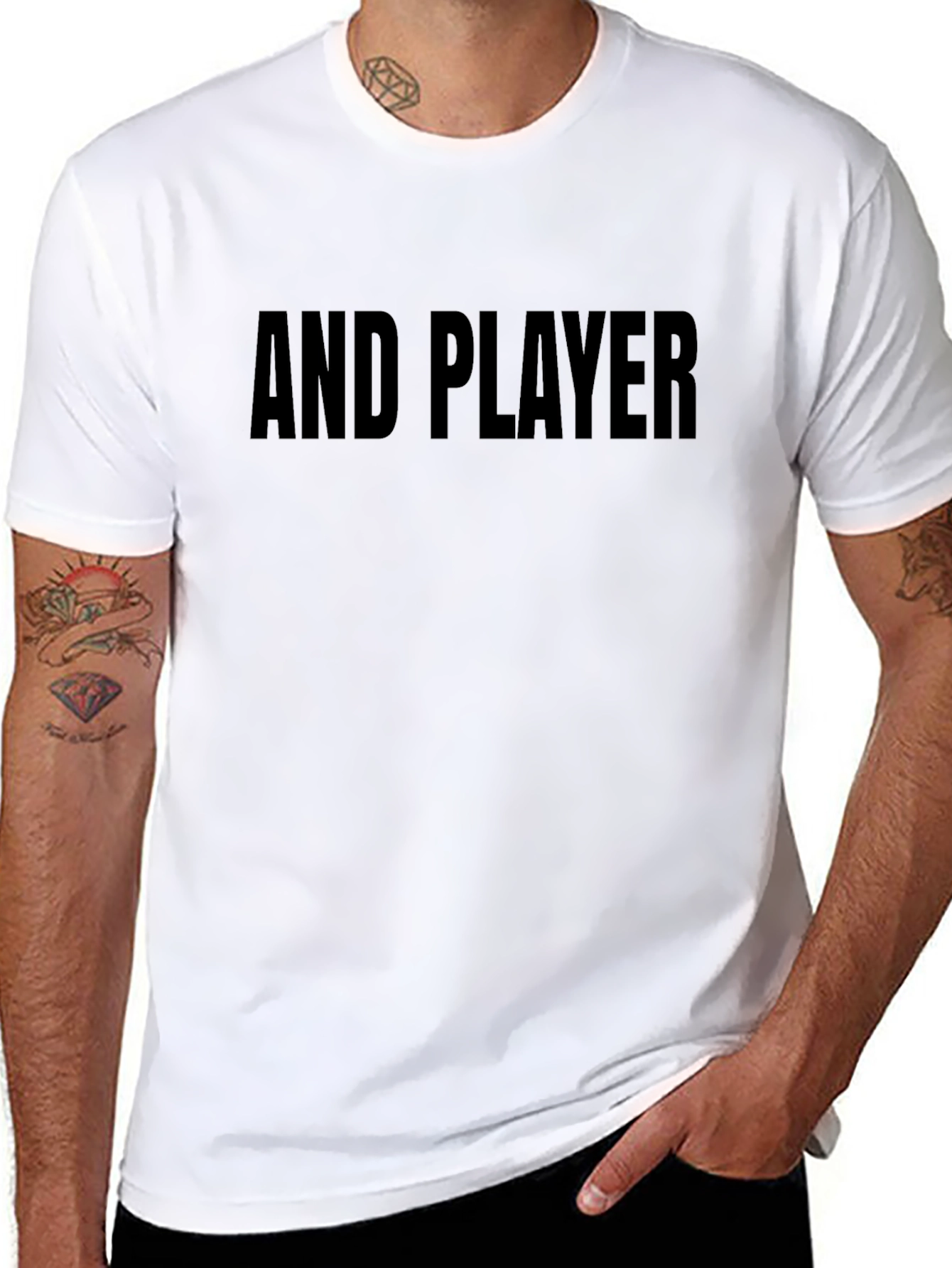 AND PLAYER Graphic T-Shirt - Black Crew Neck Tee