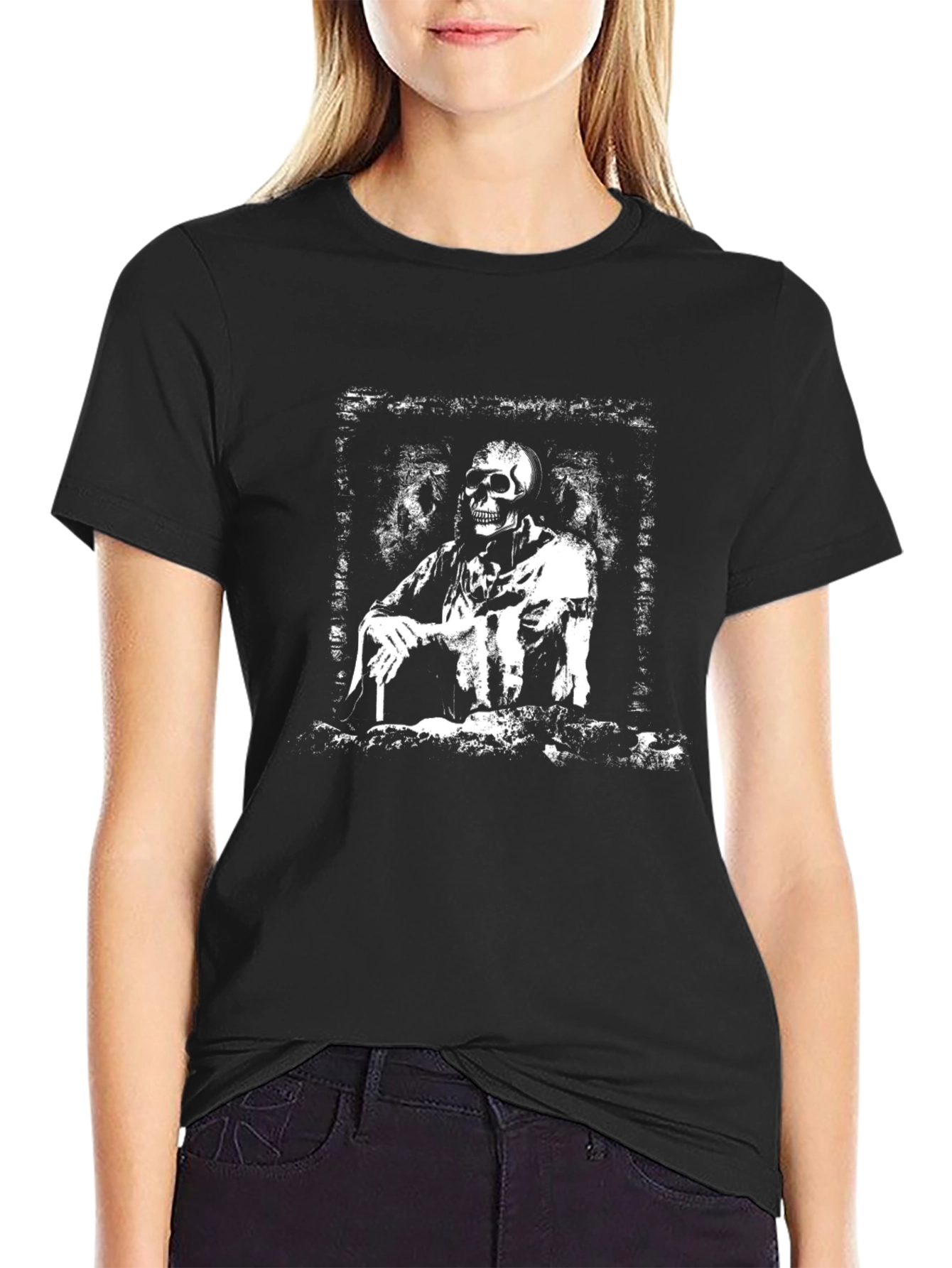 Grim Reaper Black T-Shirt - Edgy Skeleton Design
