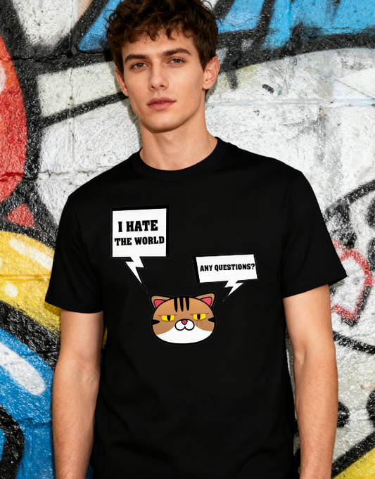 'Grumpy Cat Attitude' Graphic Tee - I HATE THE WORLD
