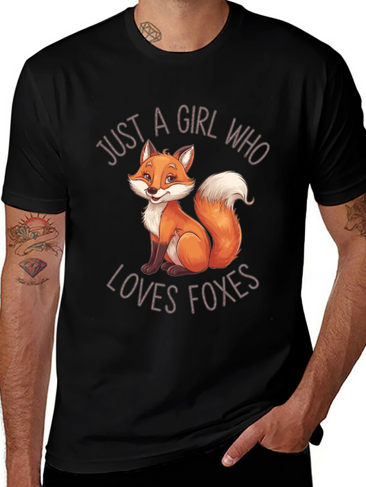 Girl Who Loves Foxes Black T-Shirt