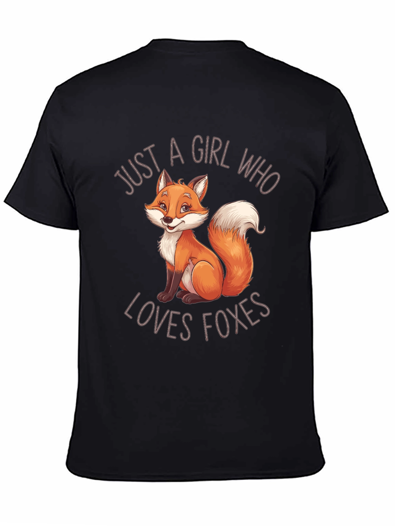Girl Who Loves Foxes Black T-Shirt