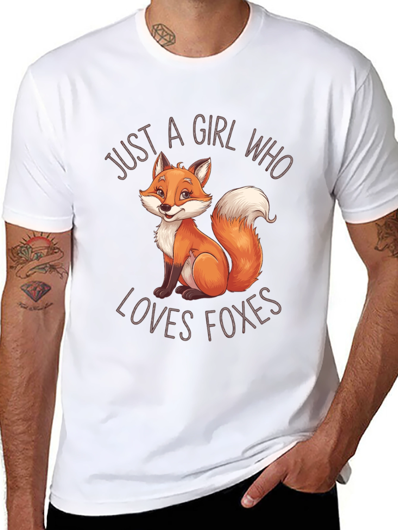 Girl Who Loves Foxes Black T-Shirt