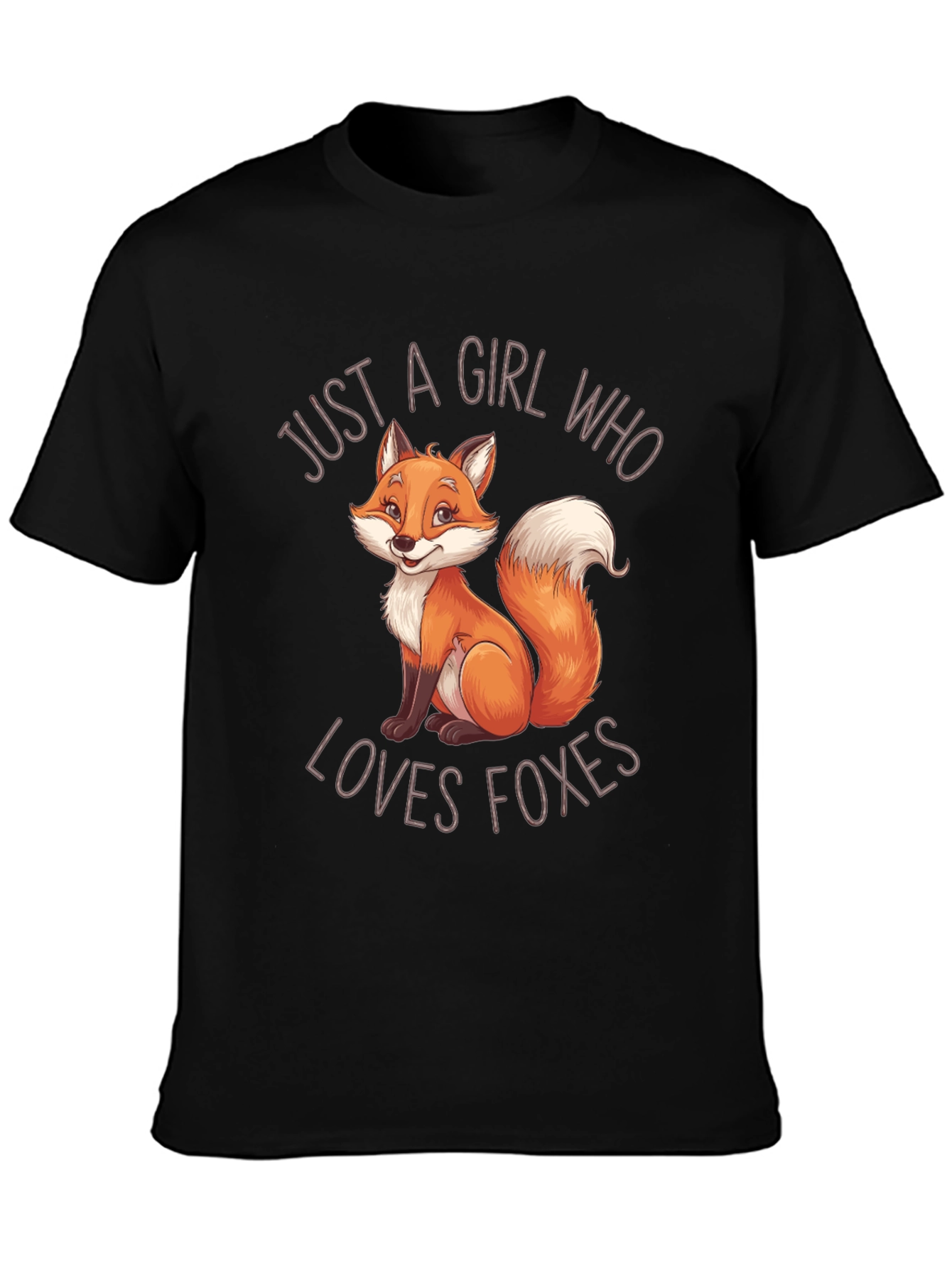 Girl Who Loves Foxes Black T-Shirt