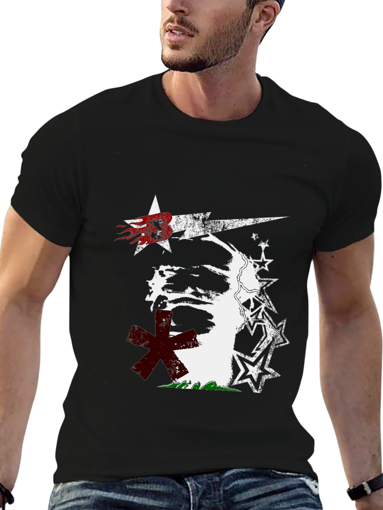 Edgy Graphic Print Black T-Shirt